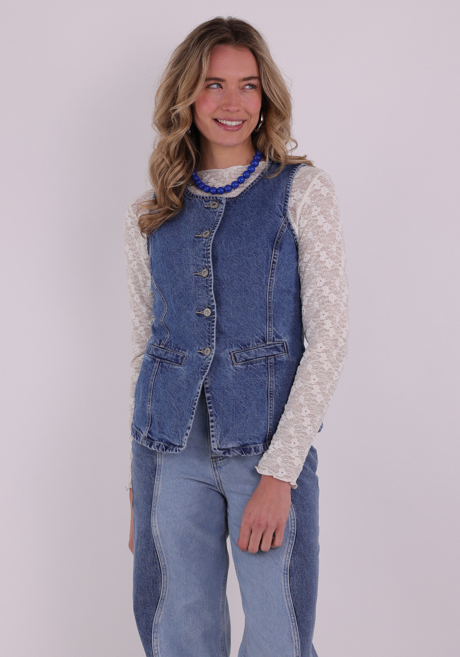 Only Gilet Giulina 15354753 Jeans blauw
