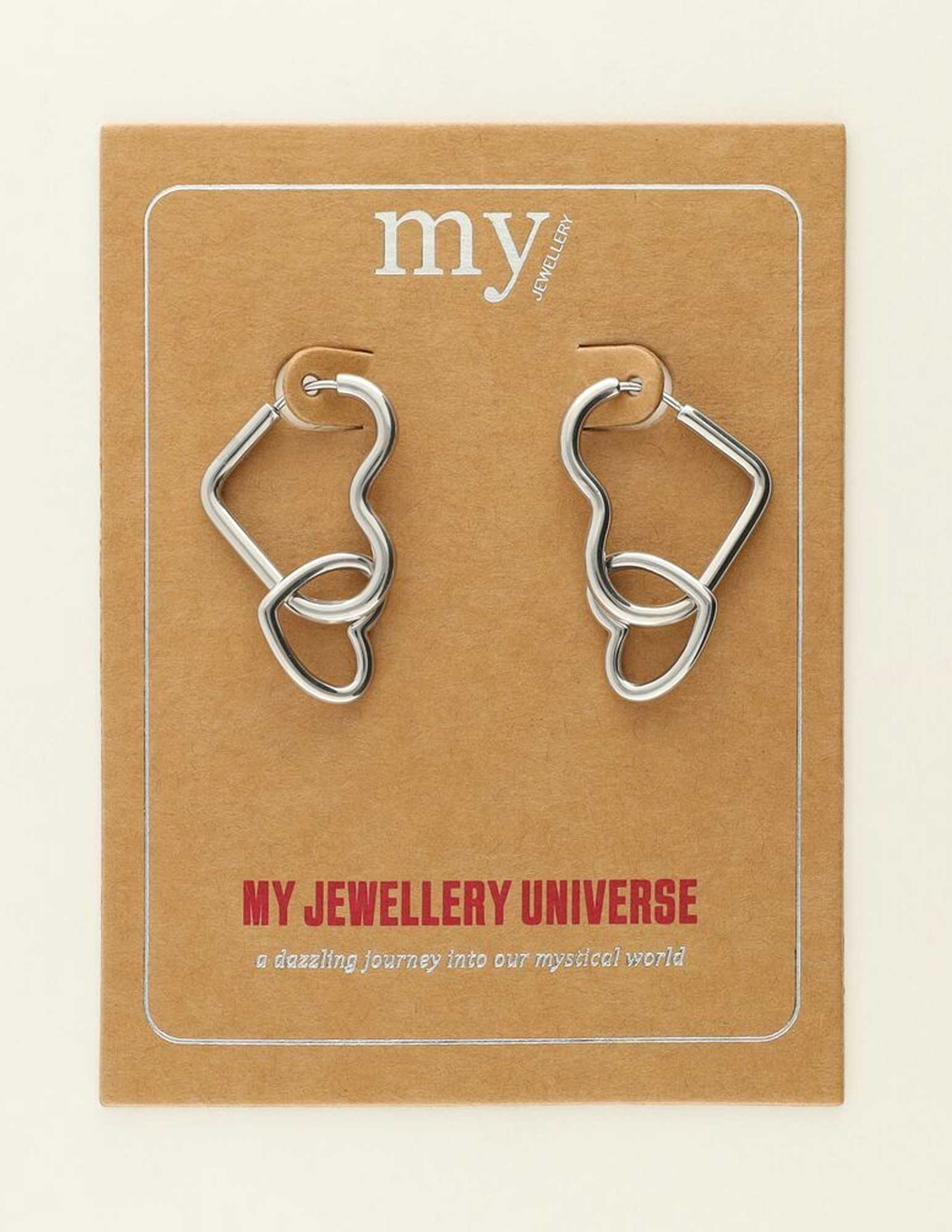 My Jewellery Universe oorbellen dubbele hart MJ09480 Zilver