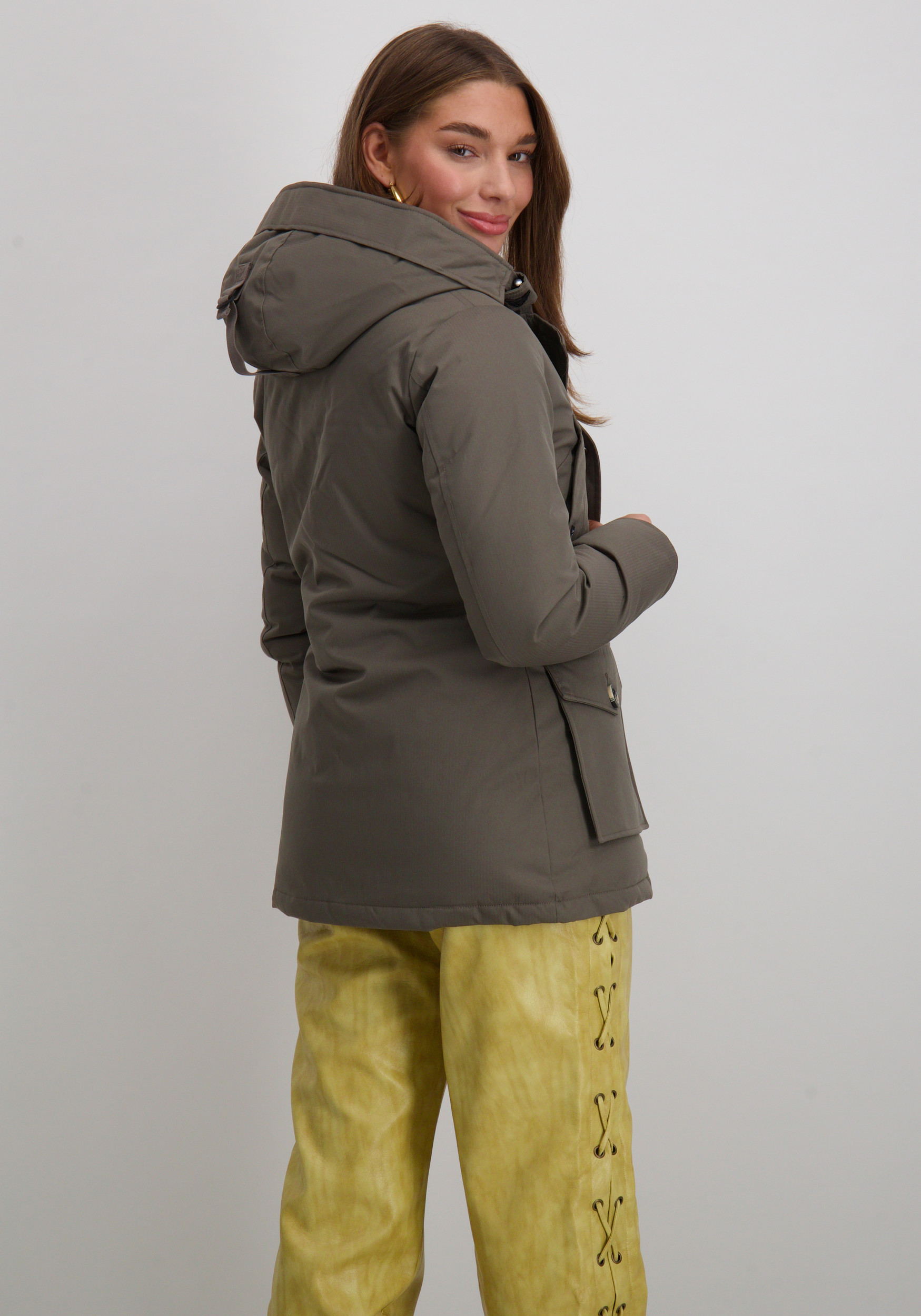 AIRFORCE Winterjas 4 Pocket Parka Herringbone HRW0437 Licht bruin