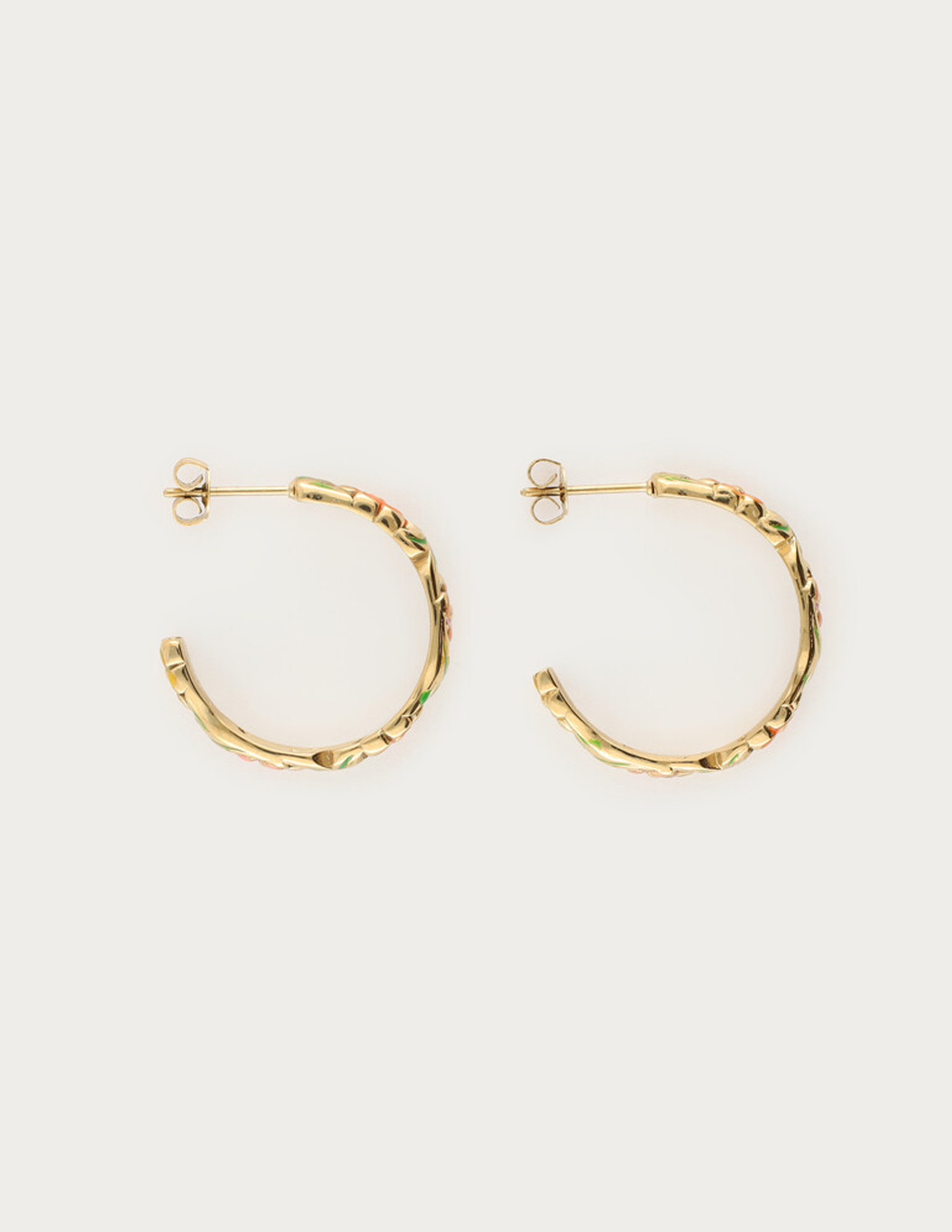 My Jewellery Ciao oorringen met handgeschilderde bloemen MJ16113 Goud
