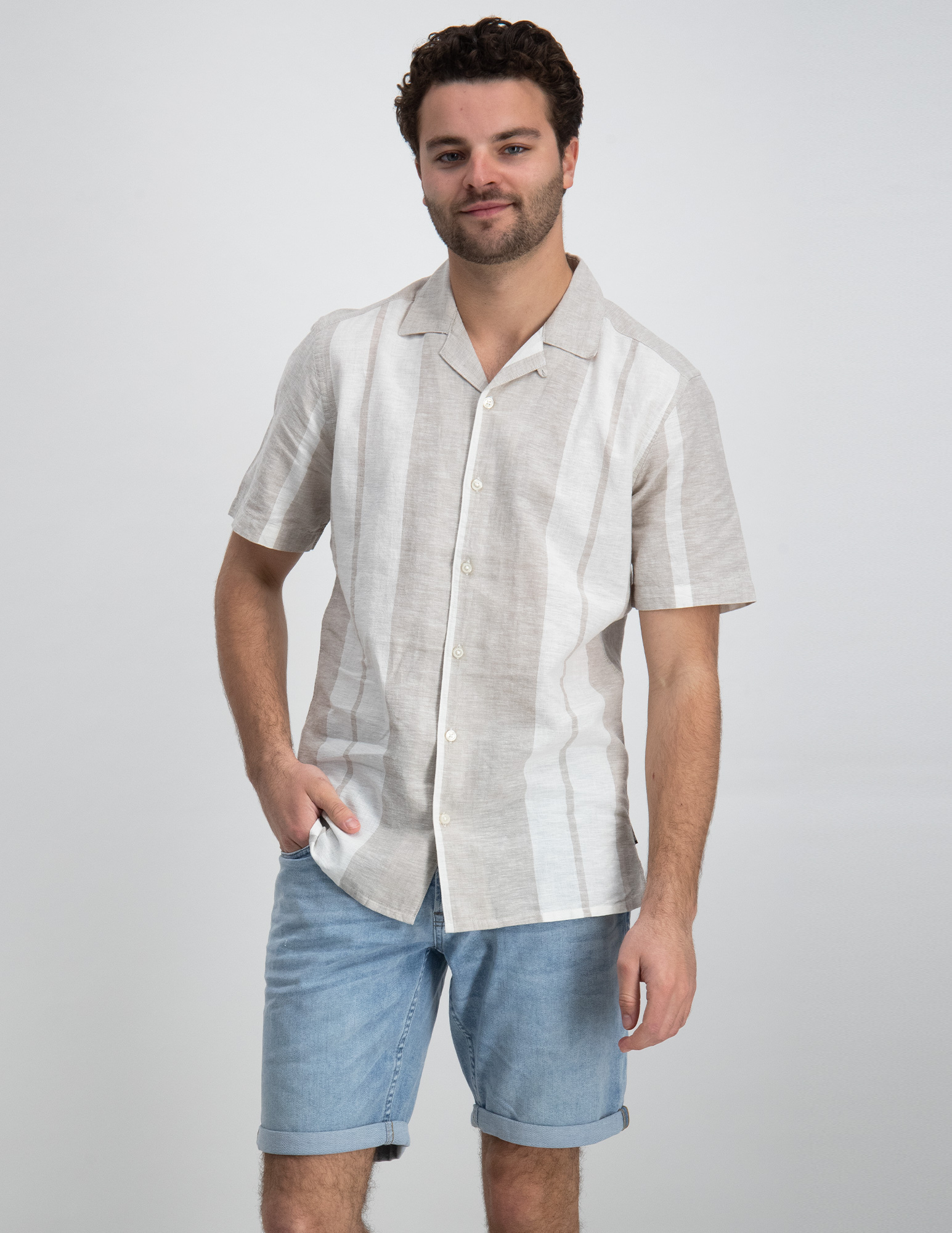 ONLY & SONS Overhemd Caiden met strepen 22026109 Khaki