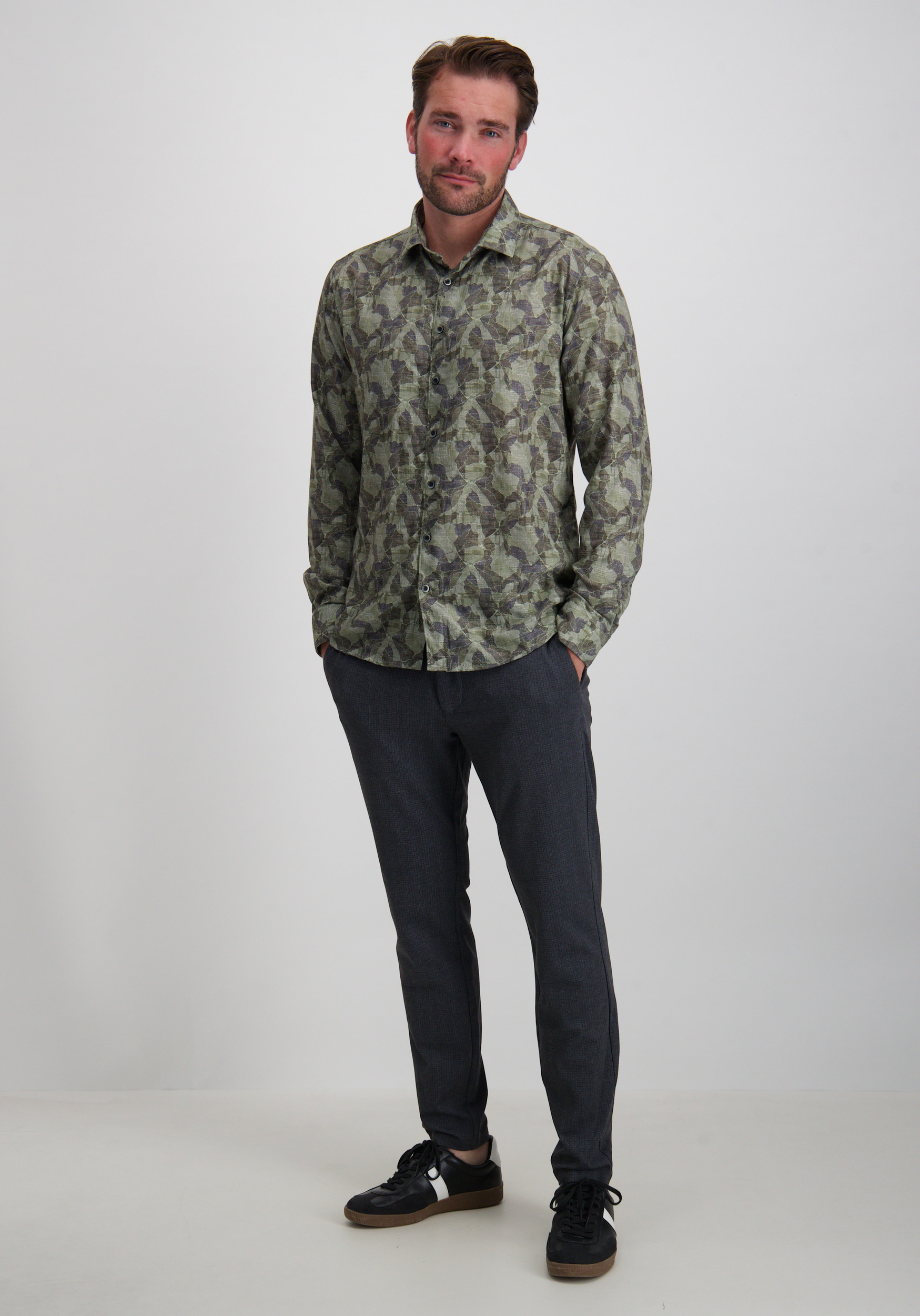 No Excess Overhemd all-over print 29400835 Donker groen