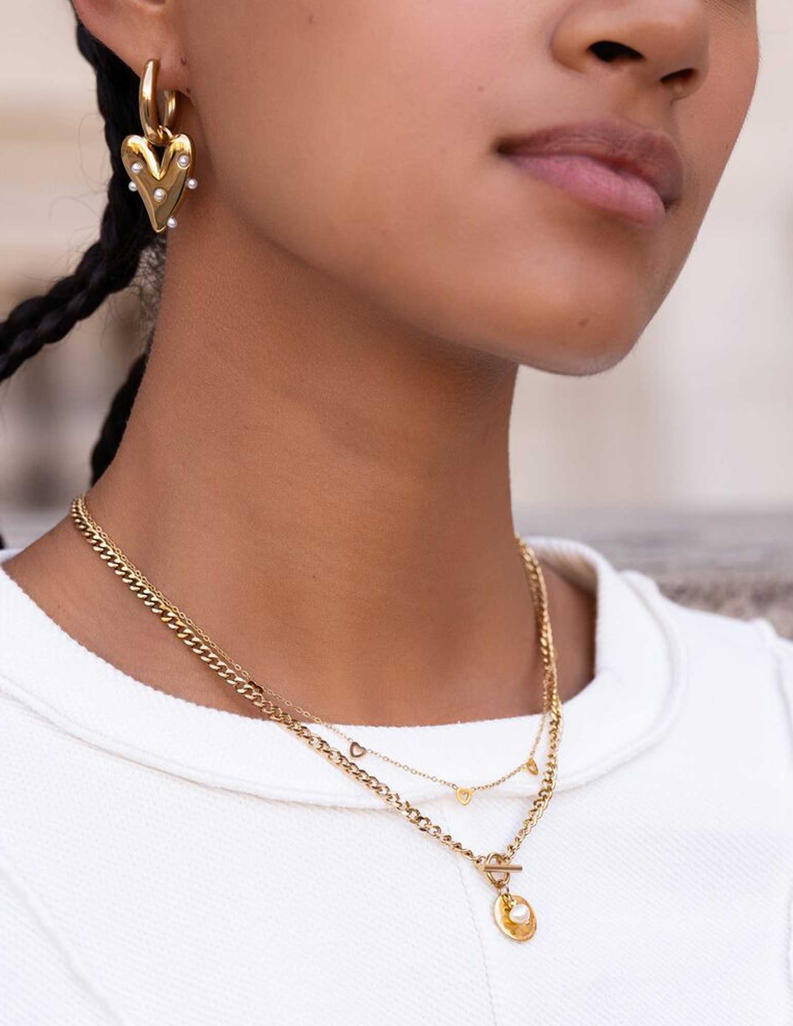 My Jewellery Ketting met munt en parel MJ09236 Zilver