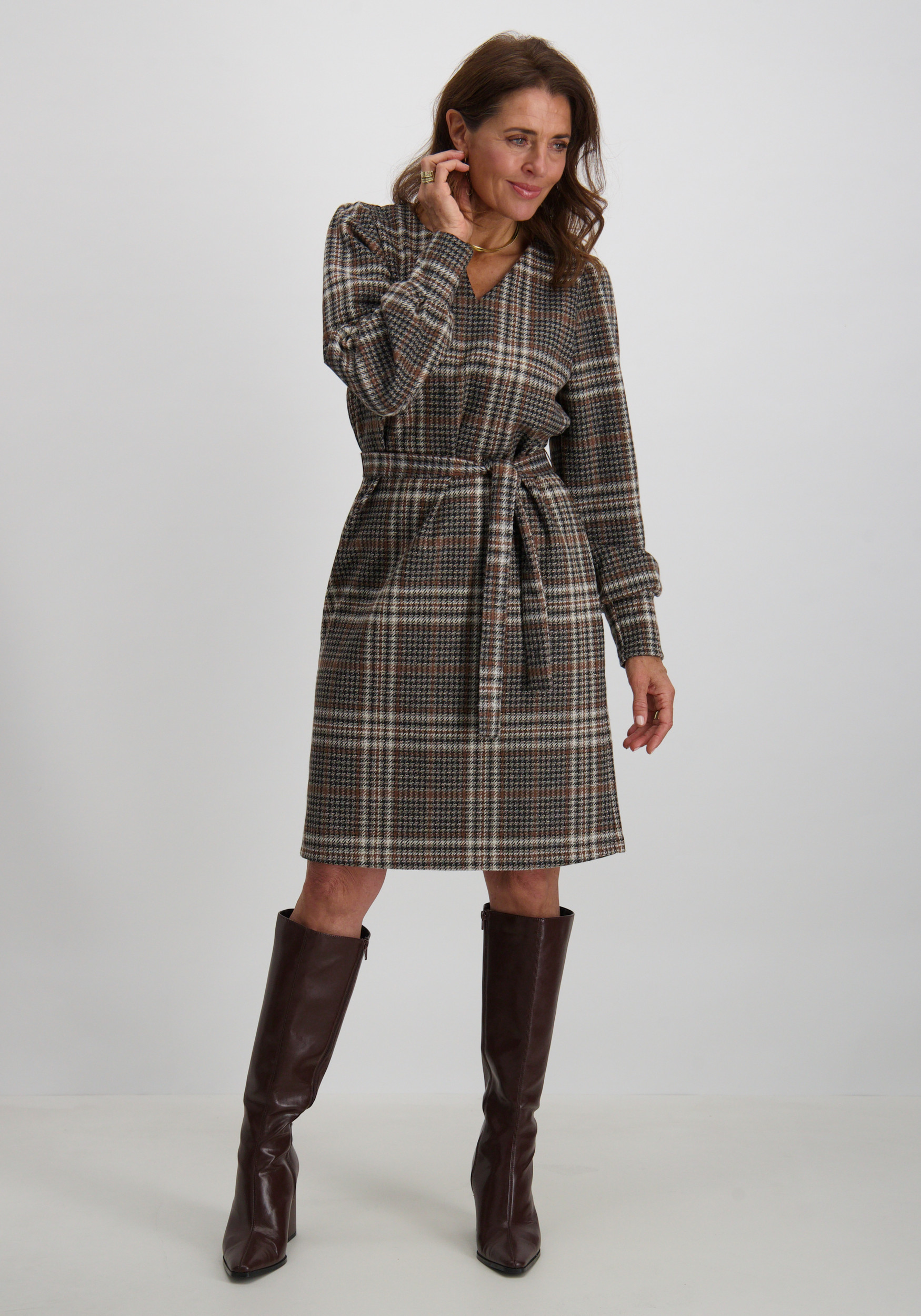 Geisha Jurk geruit 57577-20 Donker Grijs