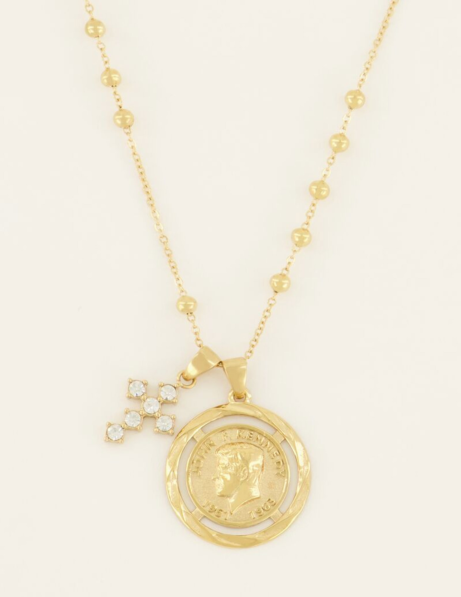 My Jewellery Ketting met munt en kruis MJ07633 Goud