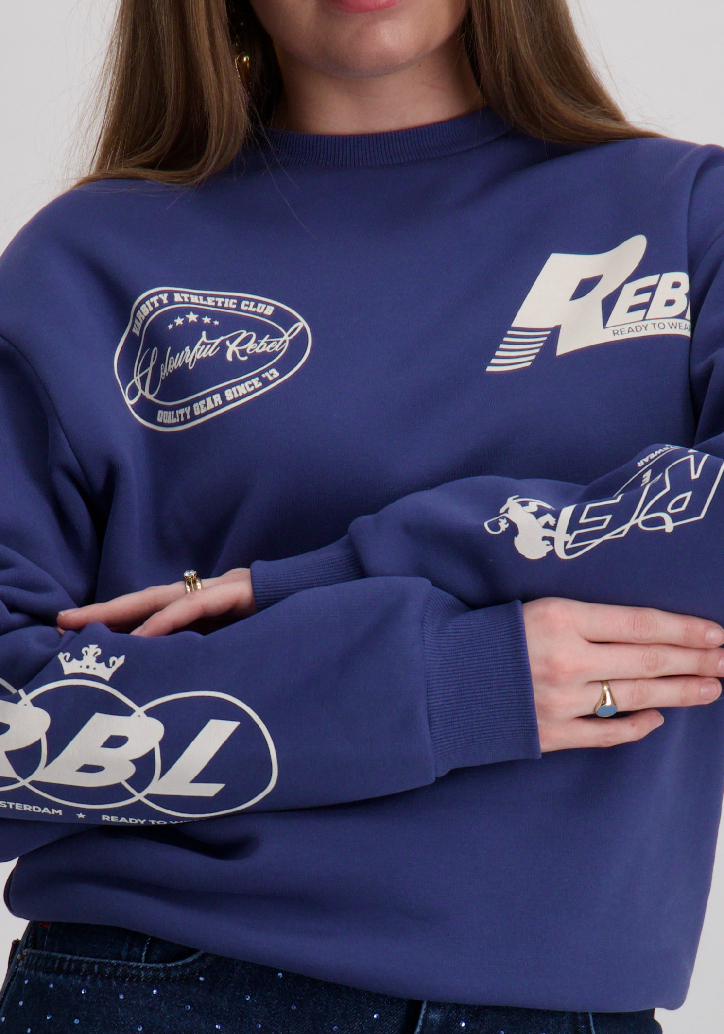Colourful Rebel Sweater Logo's WS417202 Raf blauw