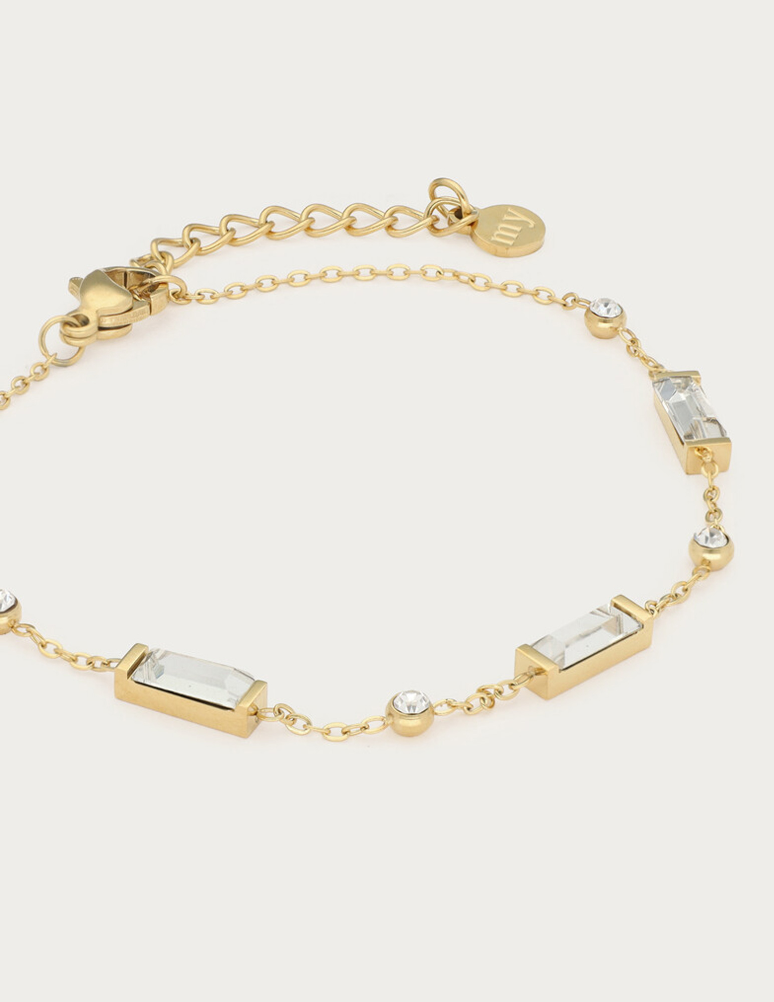 My Jewellery Armband vierkant met strass MJ14838 Goud