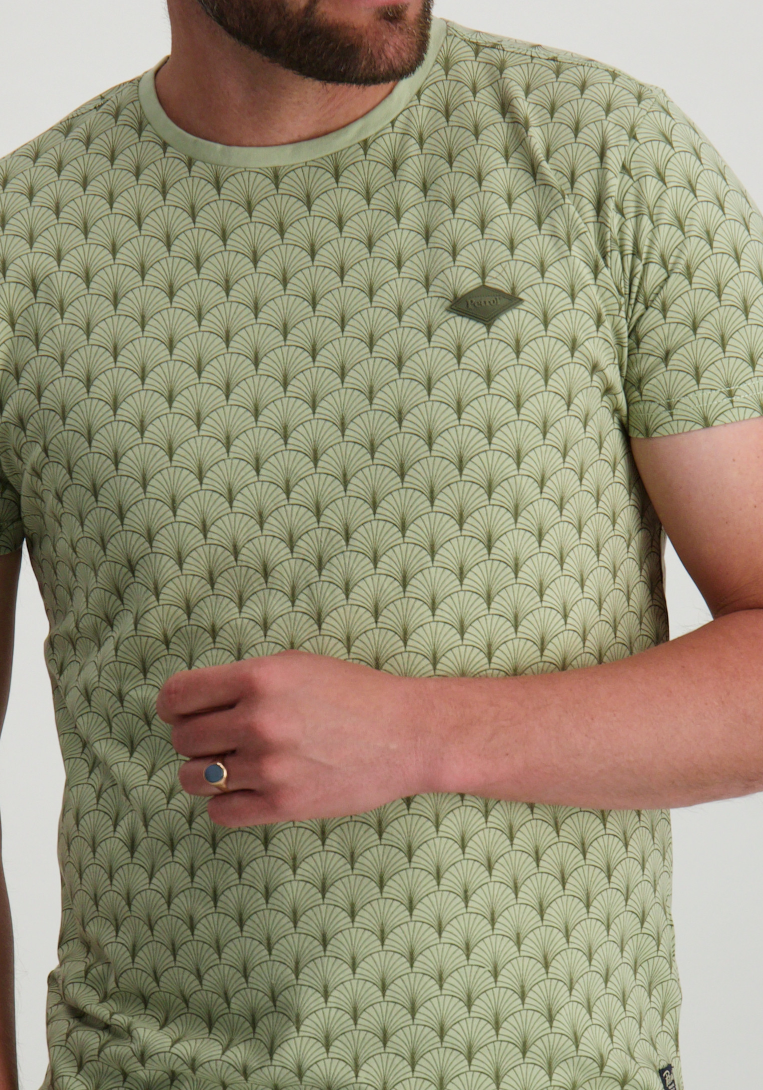 Petrol T-shirt all-over patroon M-1050-TSR158 Licht groen