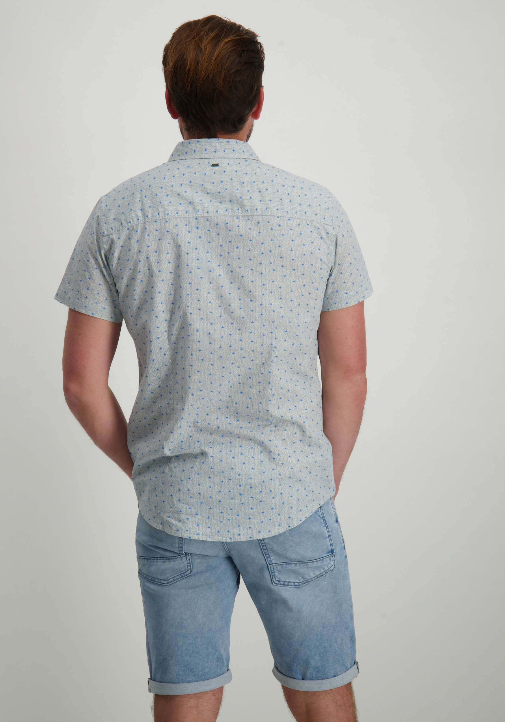 Petrol overhemd met print M-1050-SIS430 Licht blauw