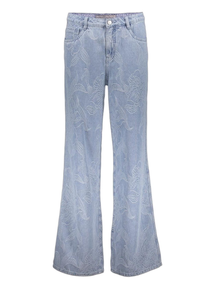 Geisha Jeans Jaquard flower 61005-10 Licht blauw