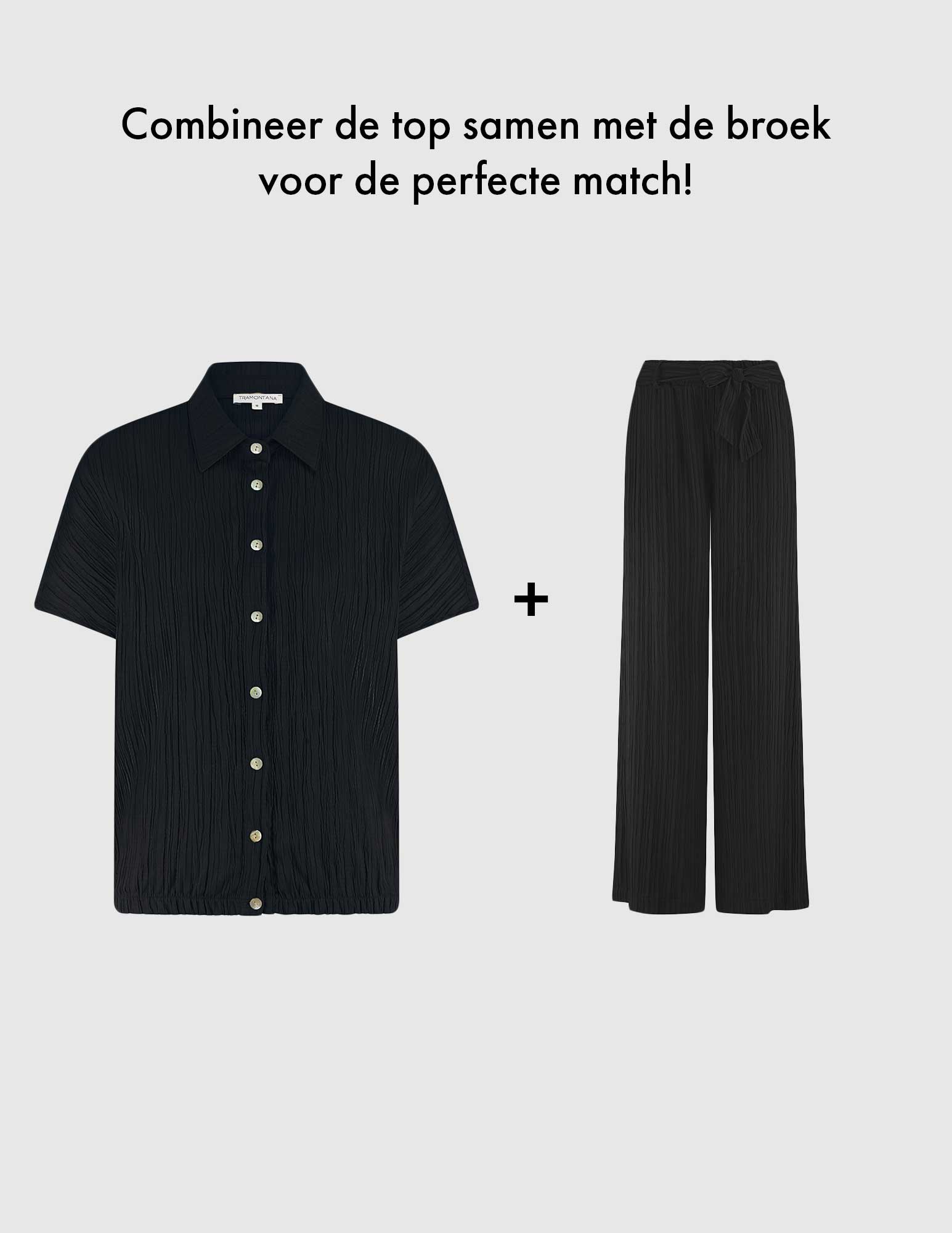 Tramontana Broek Crinkled S01-16-101 Zwart