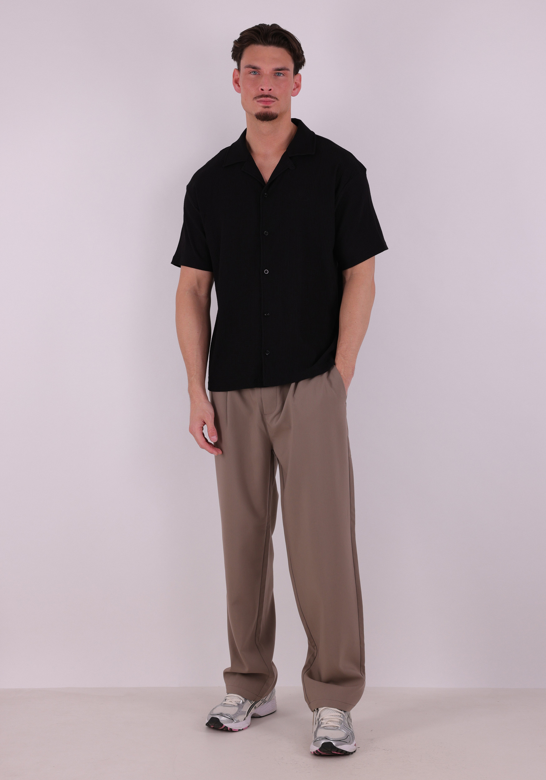 Malelions Overhemd Emblem seersucker MMC30026057 Zwart