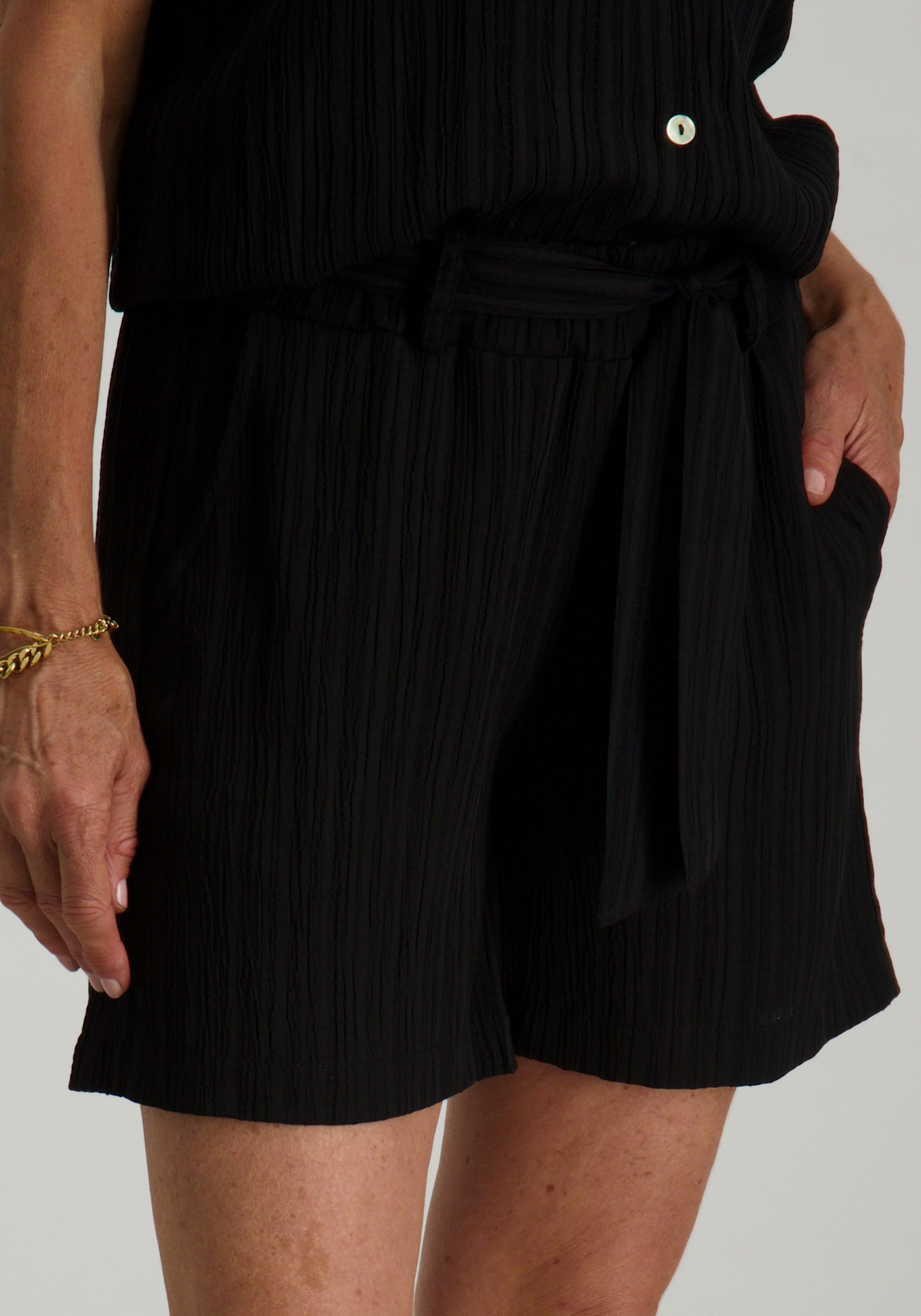 Tramontana Korte broek Crinkled S01-16-102 Zwart