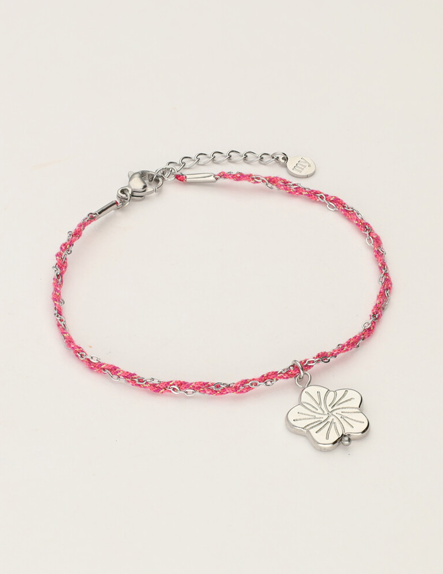 My Jewellery Sunrocks koord armband bloem MJ12208 Zilver