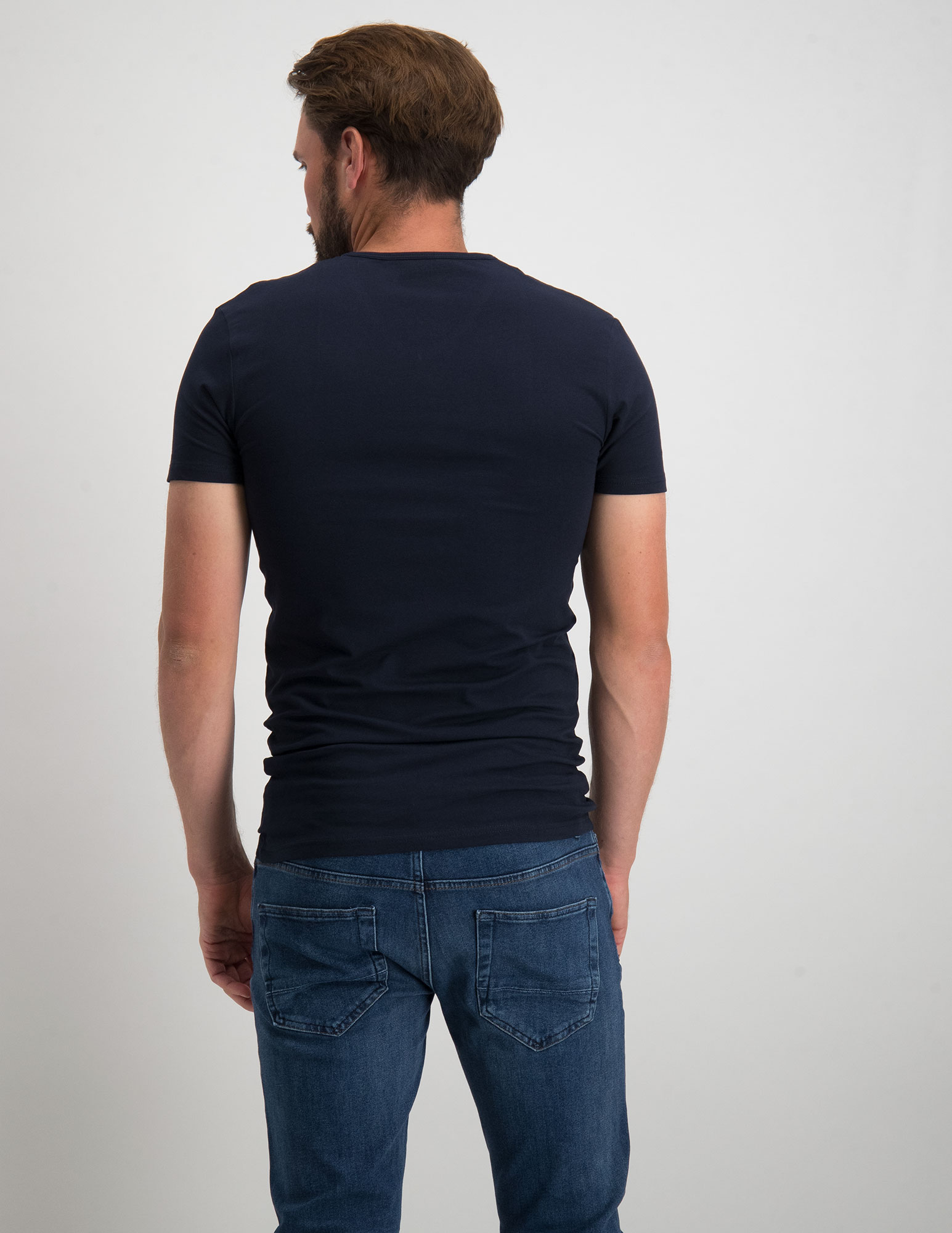 Garage Basic bodyfit t-shirt V-hals 0202 Donker blauw