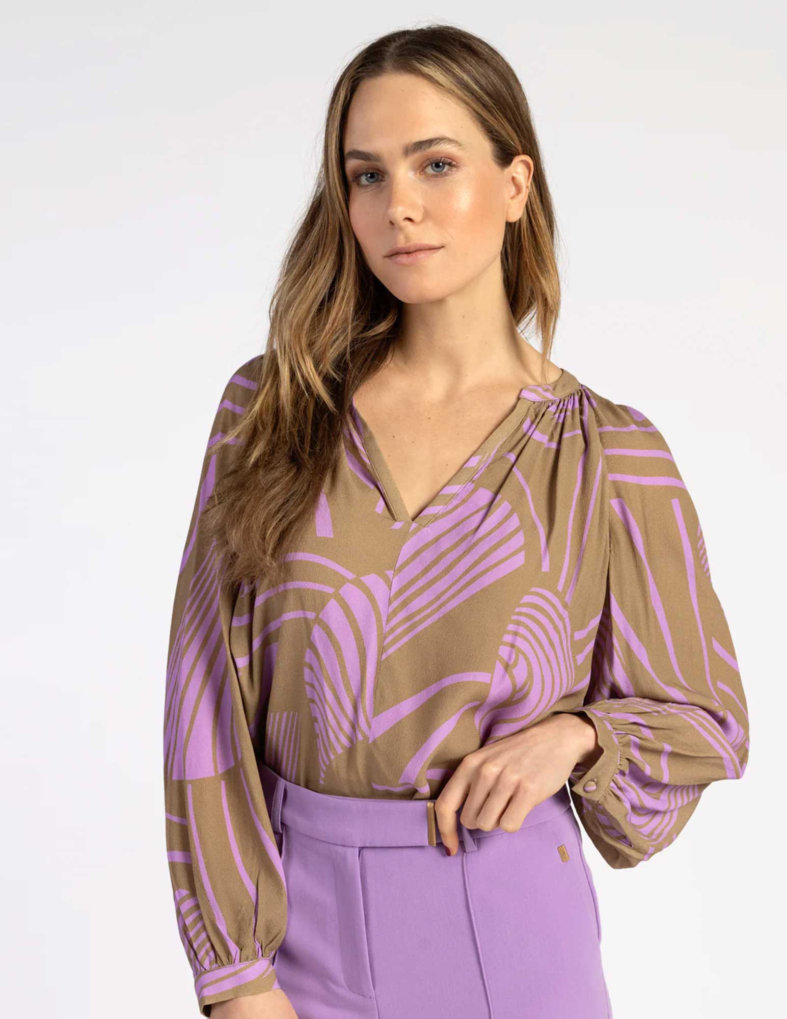 Aaiko BV Blouse Alanza print Licht bruin