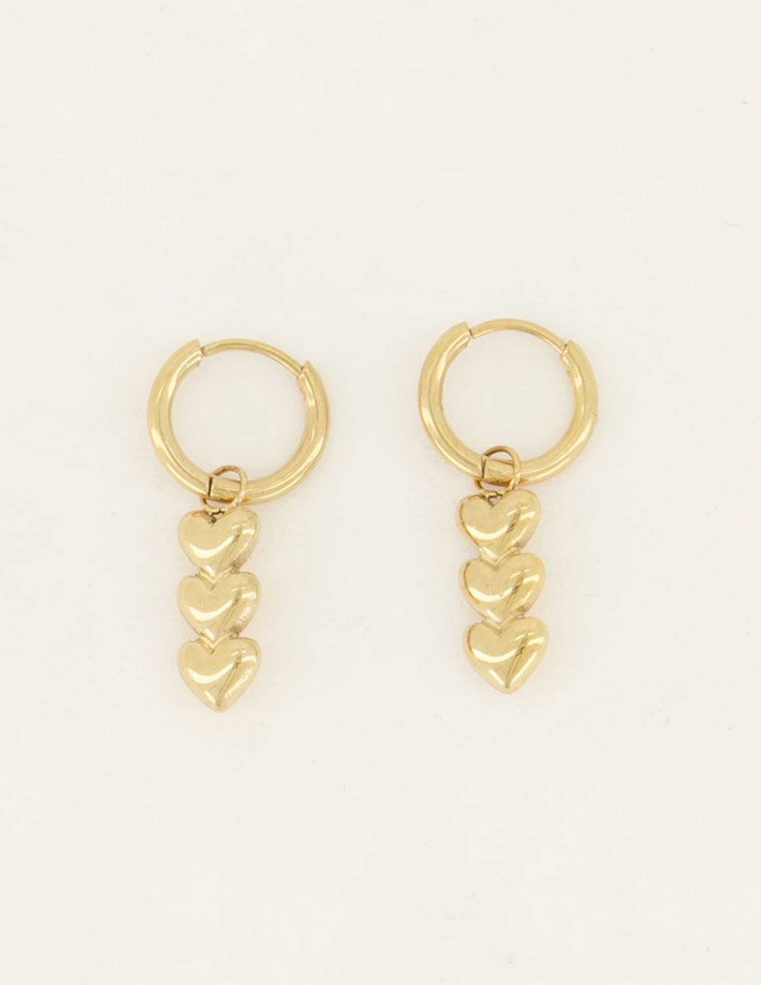 My Jewellery Oorbellen drie hartjes MJ06708 Goud
