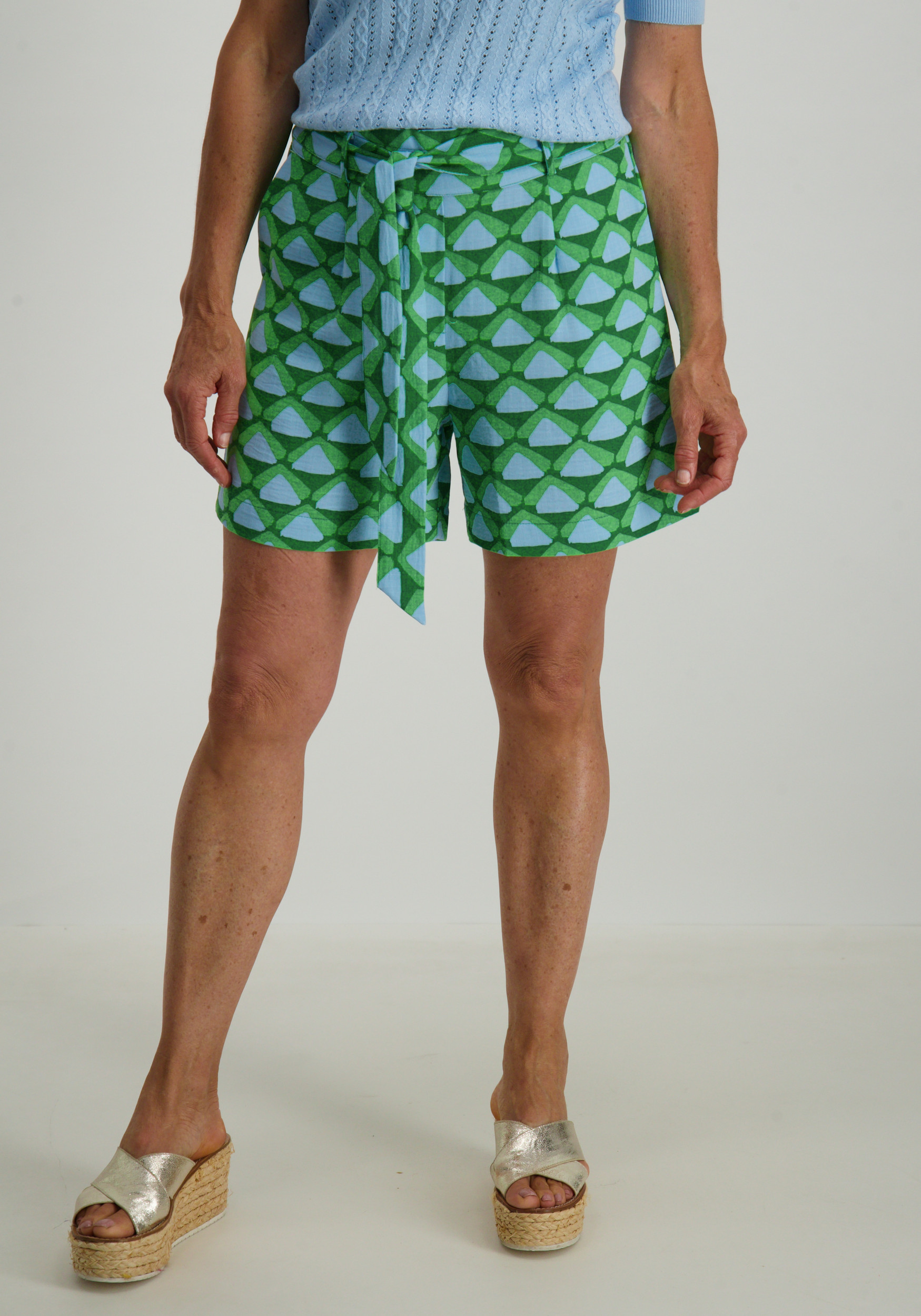 Geisha Korte broek grafische print 51412-20 Licht groen