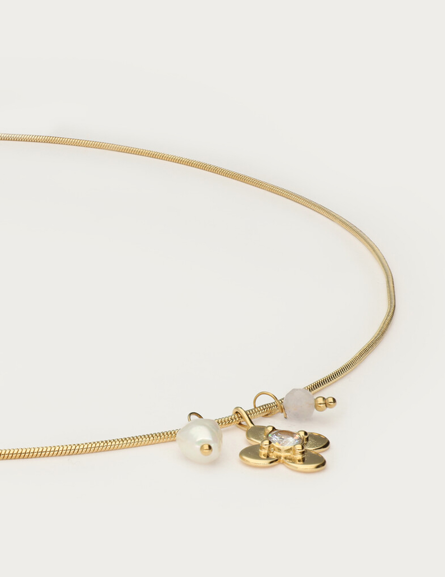 My Jewellery Botanical ketting met bloem en strass MJ15410 Goud