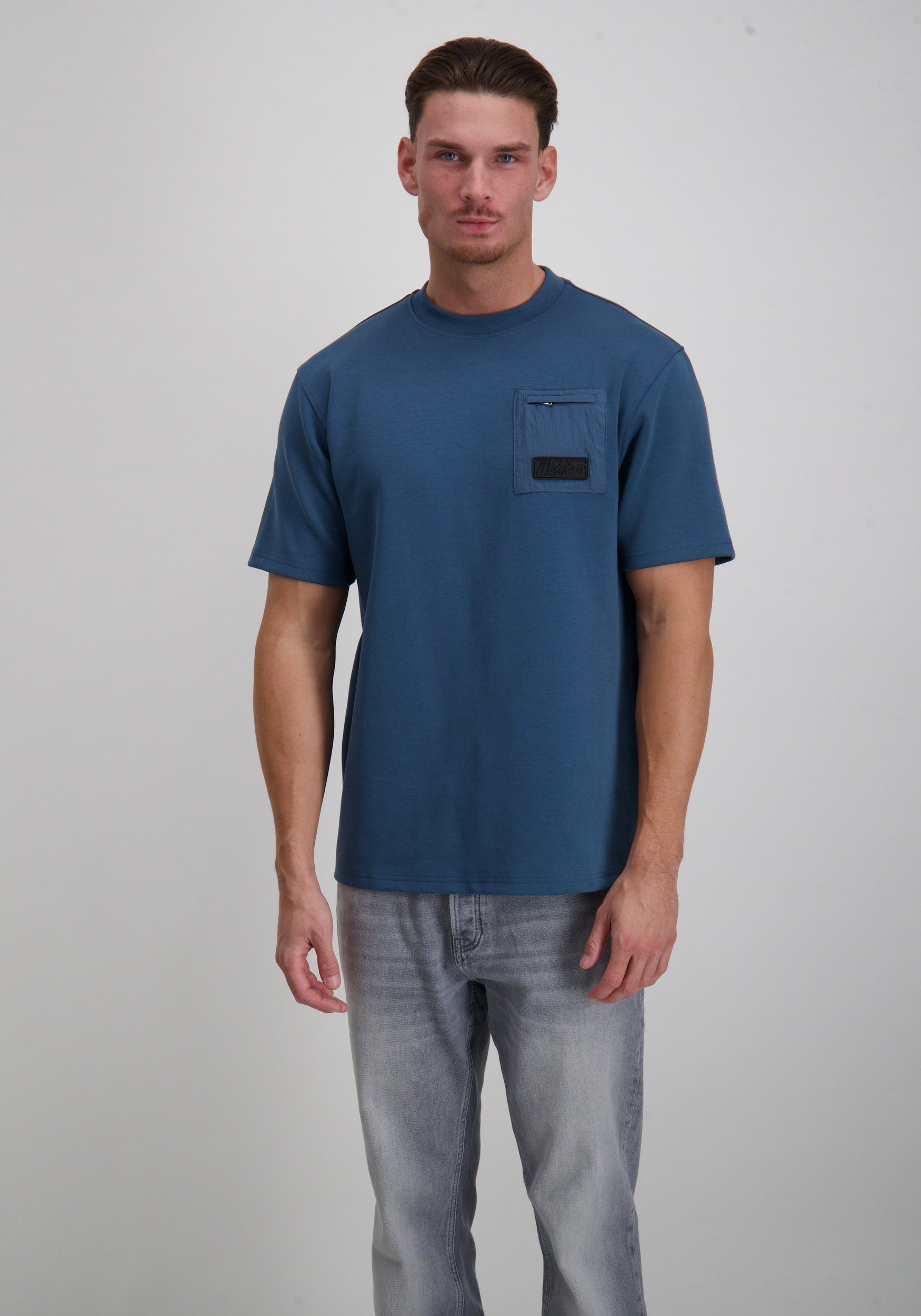 Malelions T-shirt Pocket MM1-AW25-23 Blauw