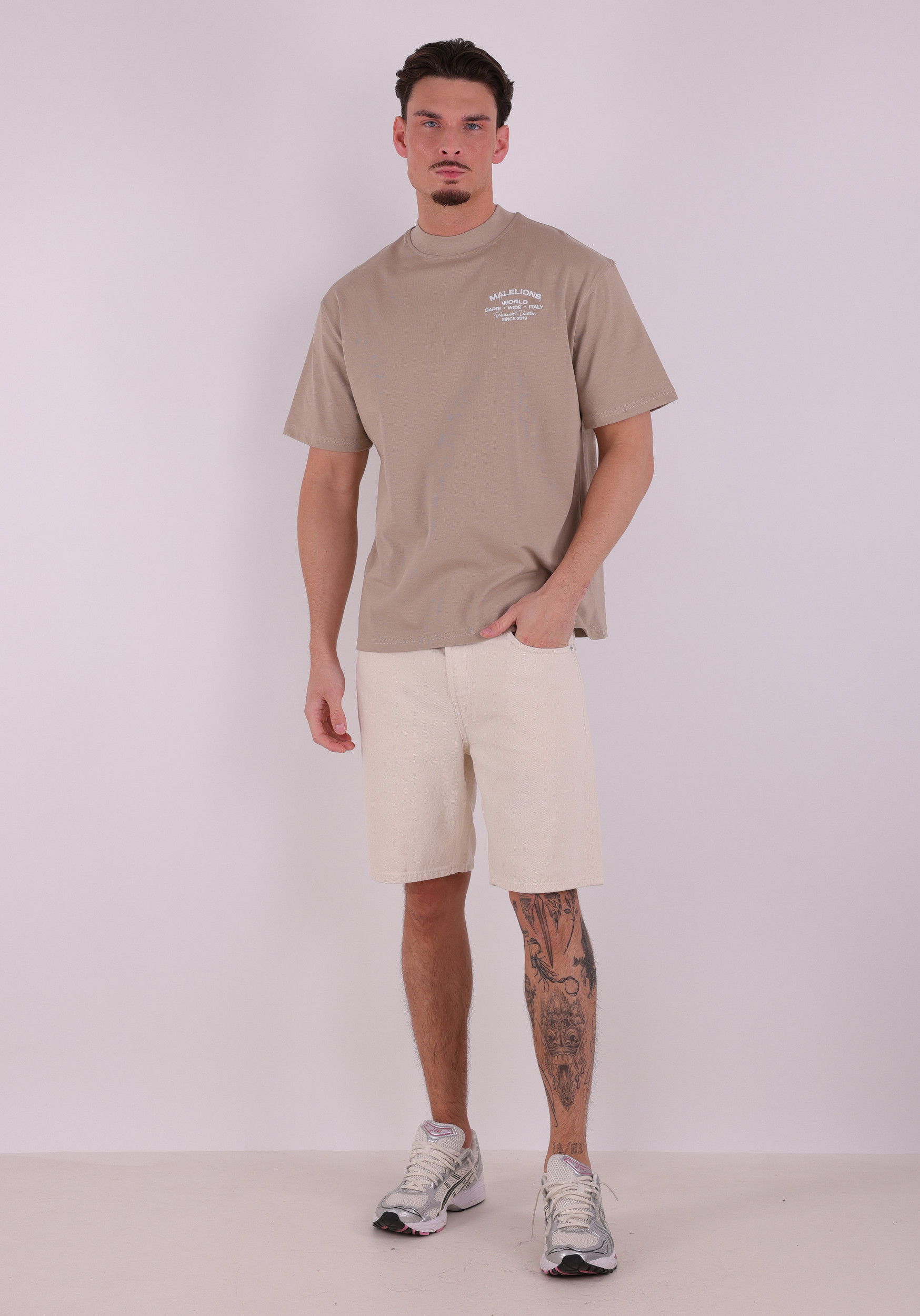 Malelions T-shirt Permanent Vacation MMB30026061 Licht bruin