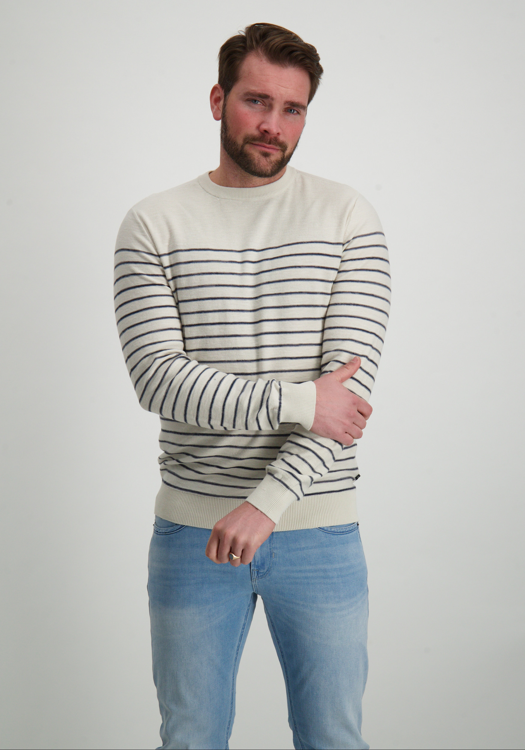 Petrol Trui Gestreept M-1050-KWR201 Ecru