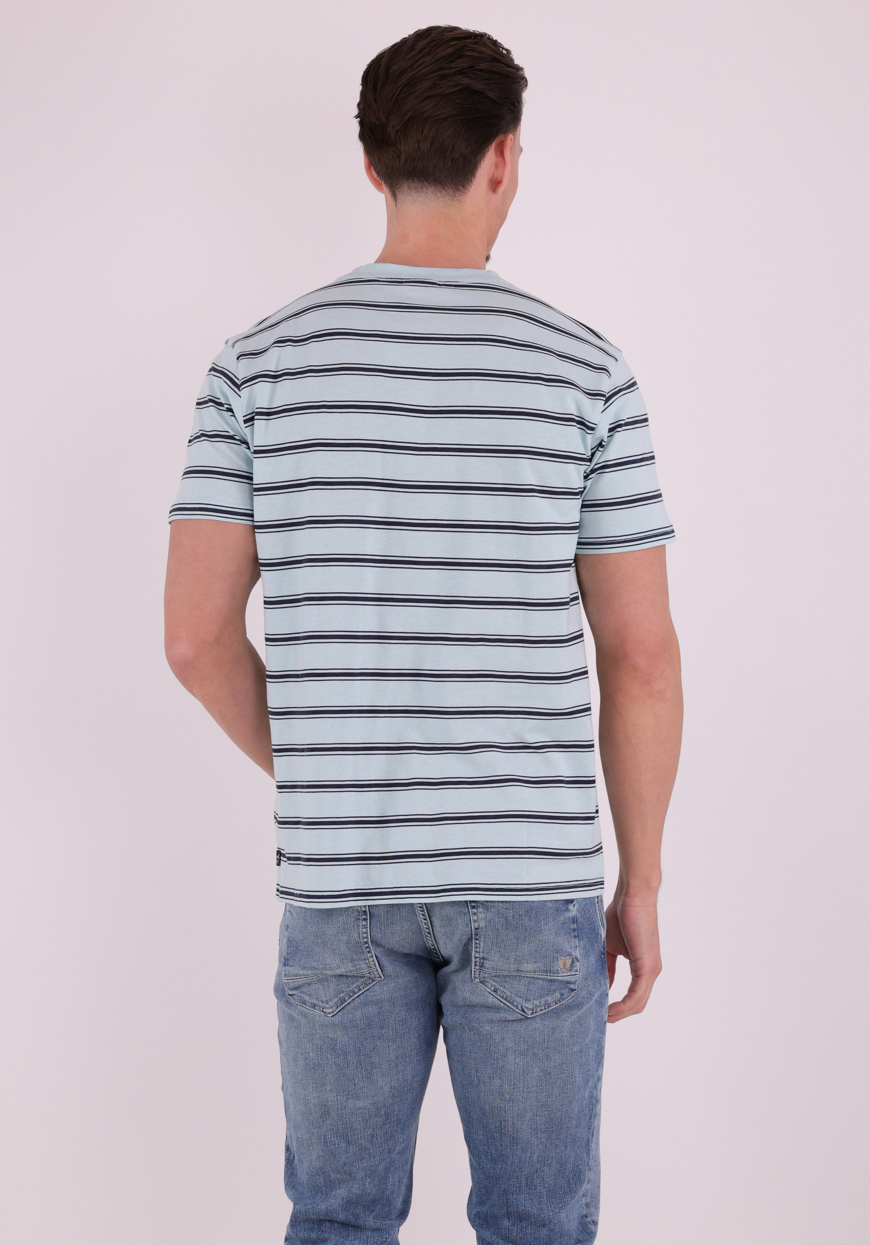 Petrol T-shirt gestreept M-1060-TSR120 Licht blauw