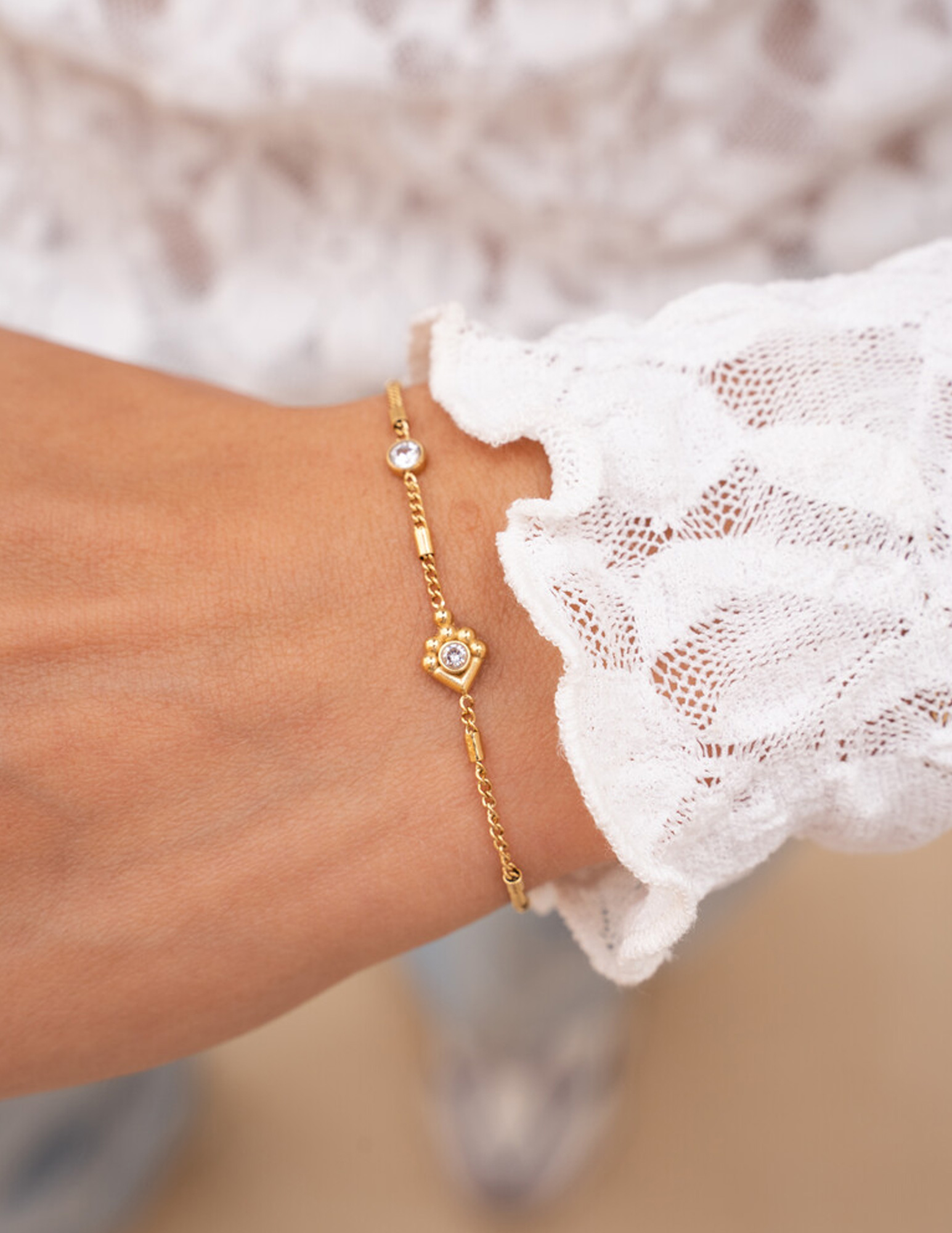 My Jewellery Armband met tubes en strass MJ12064 Goud