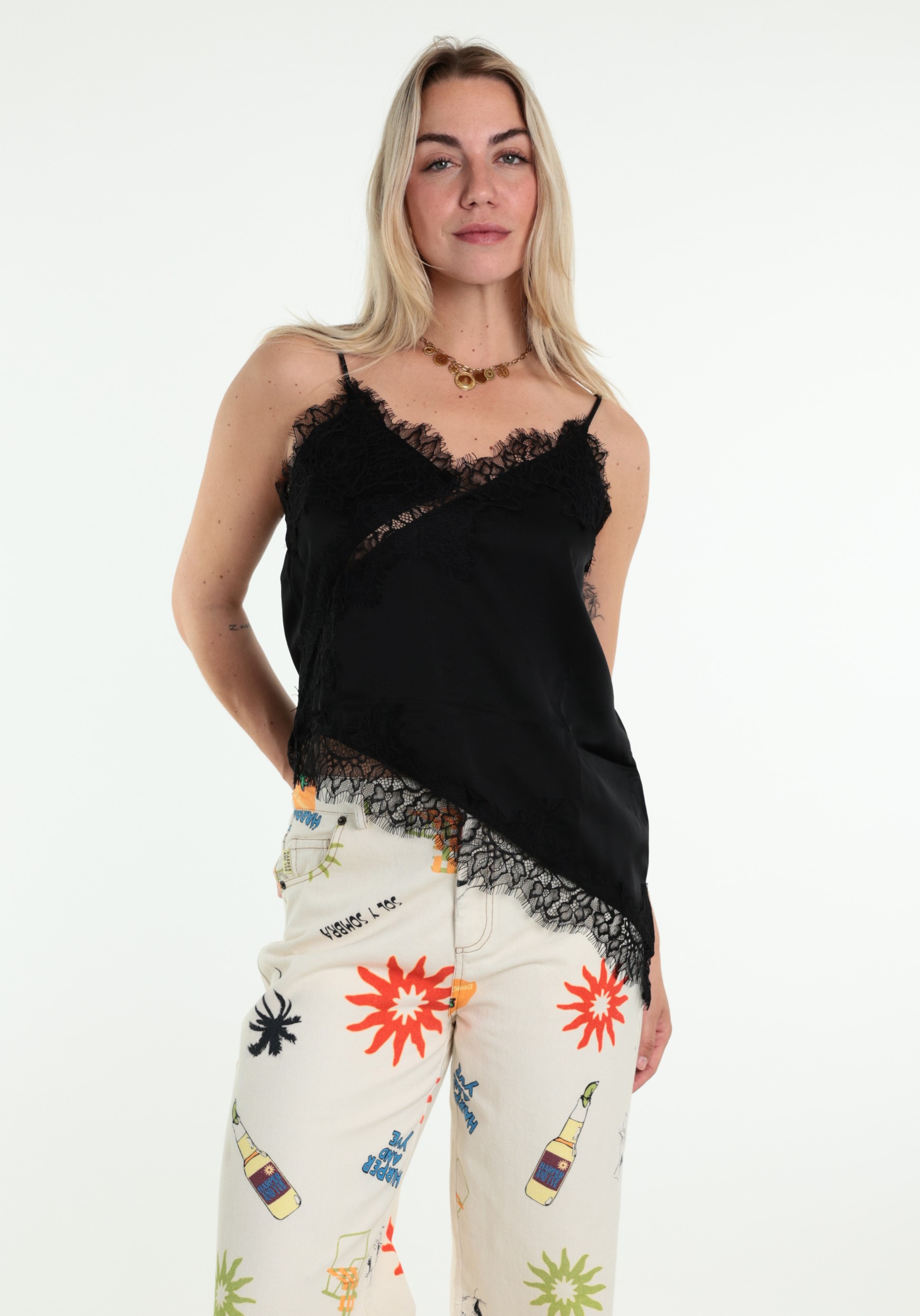 VERO MODA Lace singlet 10352170 Zwart