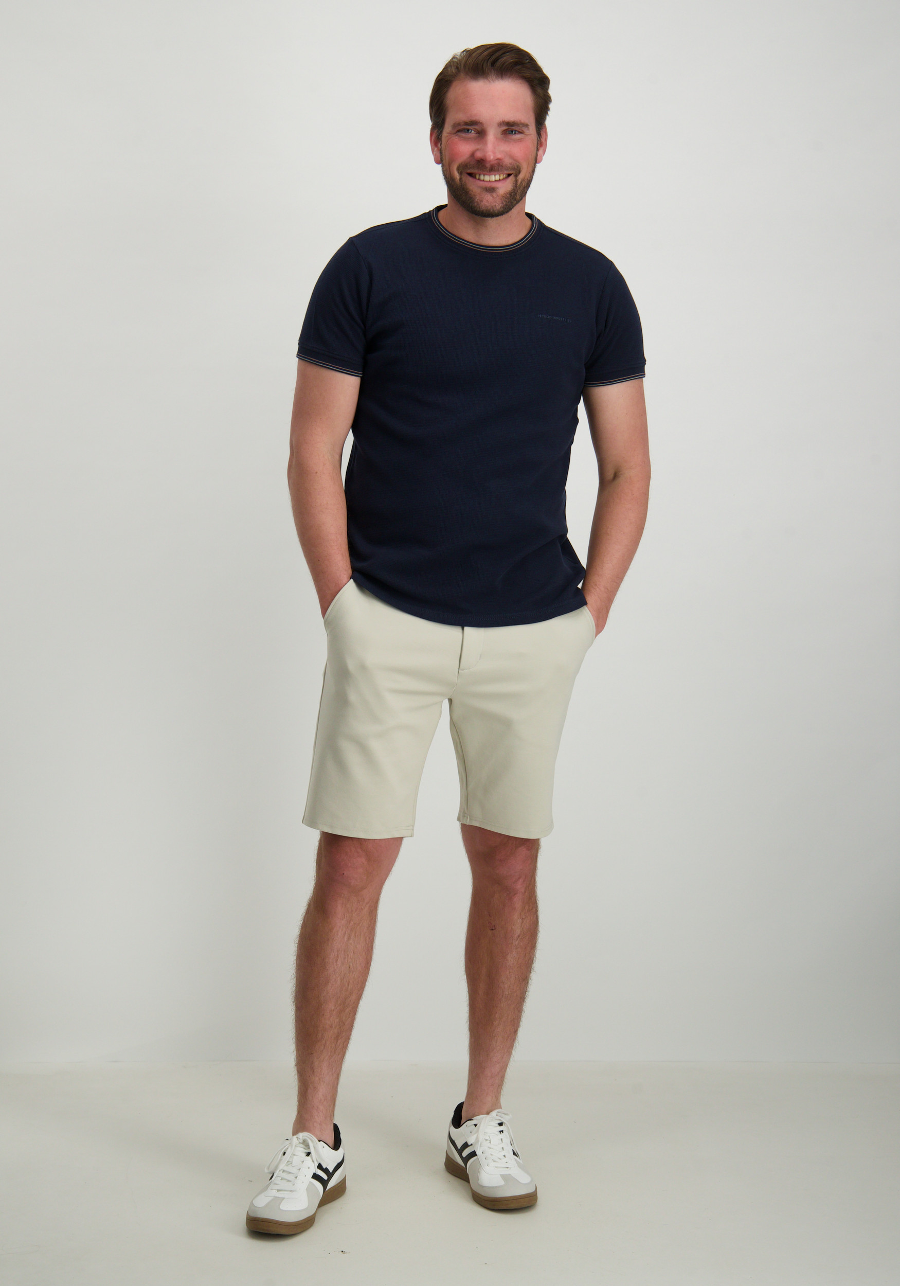 Petrol T-shirt reliëf M-1050-TSR642 Donker blauw