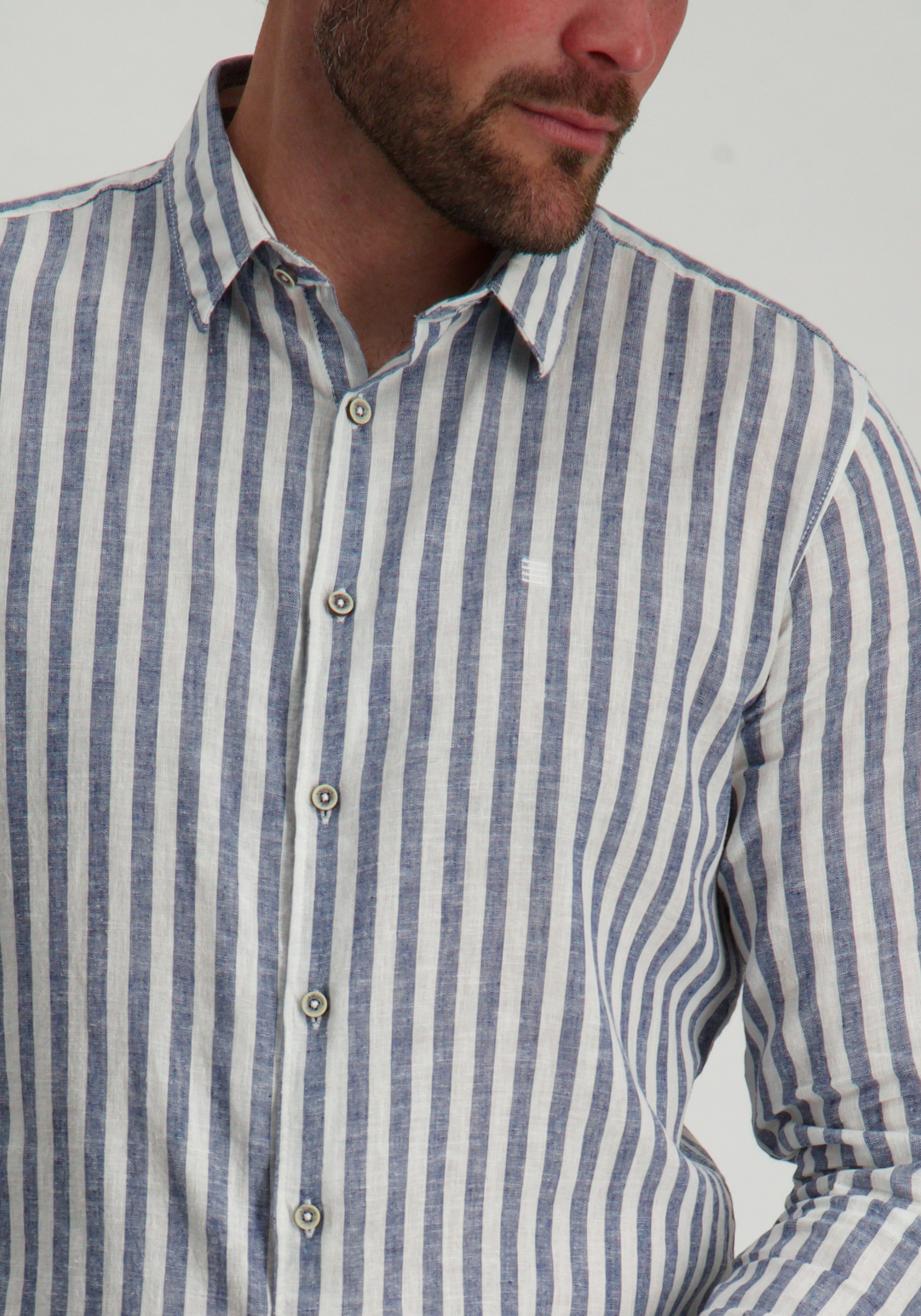 No Excess Overhemd gestreept 27470224SN Blauw