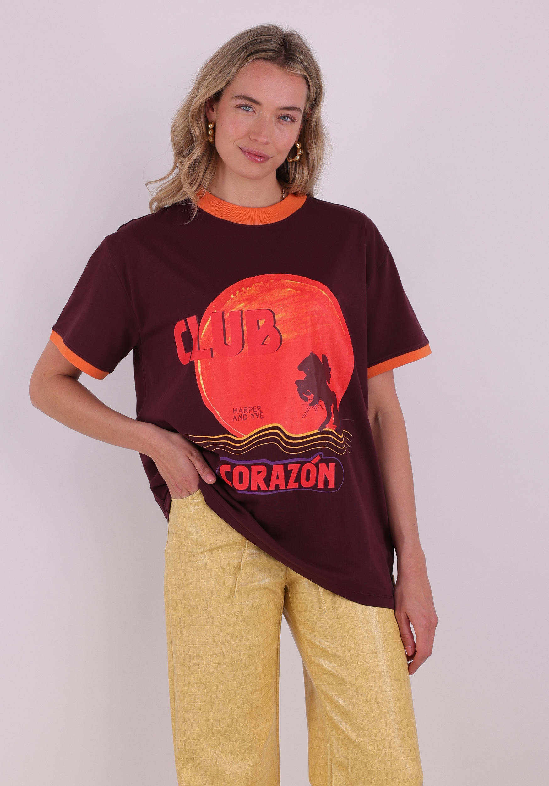 Harper & Yve T-shirt Club corazon SS6Y307 Donker Paars