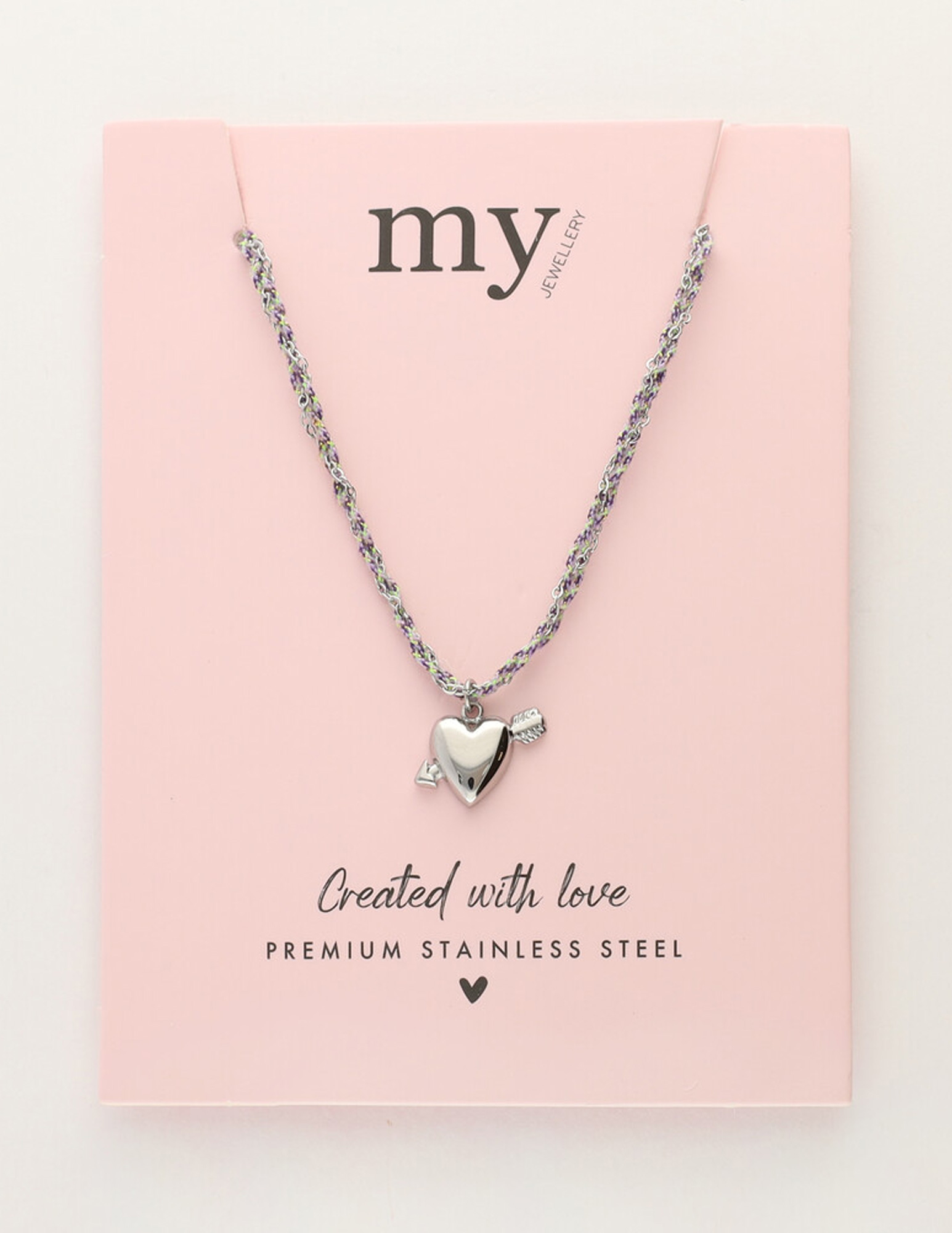 My Jewellery Sunrocks koord ketting cupido hart MJ12205 Zilver