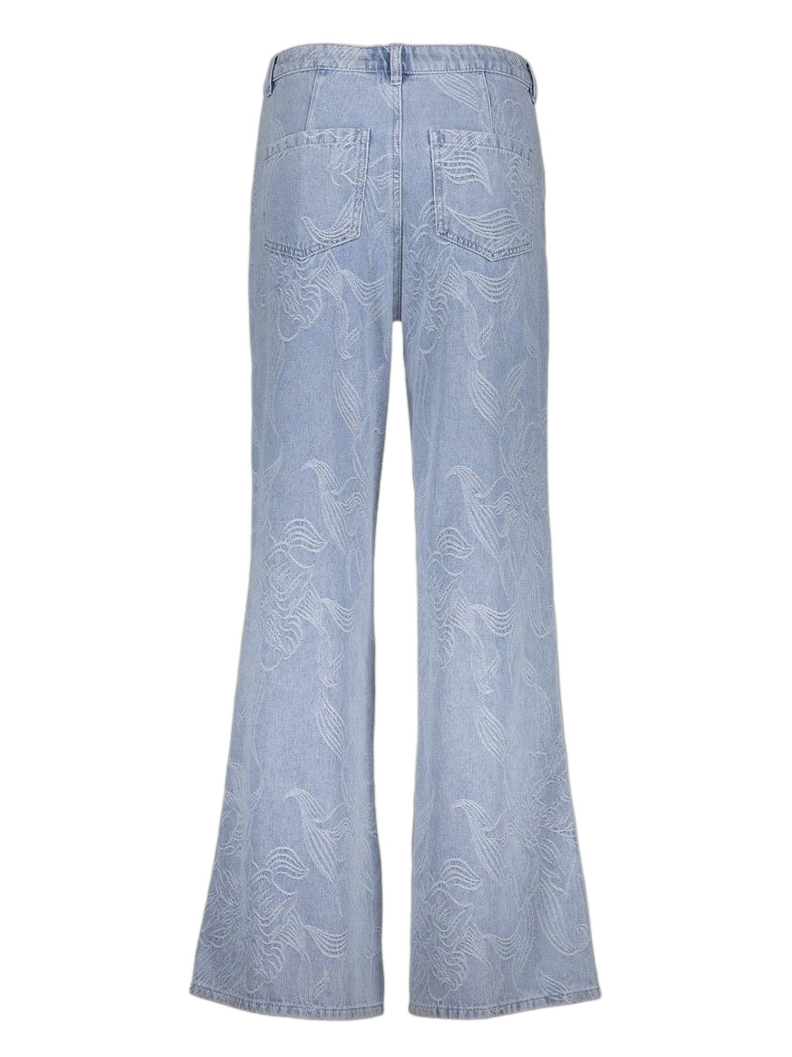 Geisha Jeans Jaquard flower 61005-10 Licht blauw