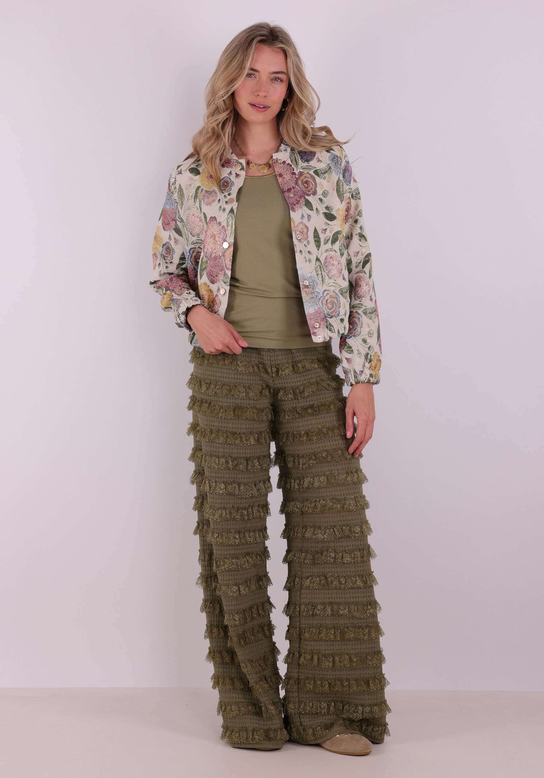 Tramontana Top met lurex boord Q11-19-401 Midden groen