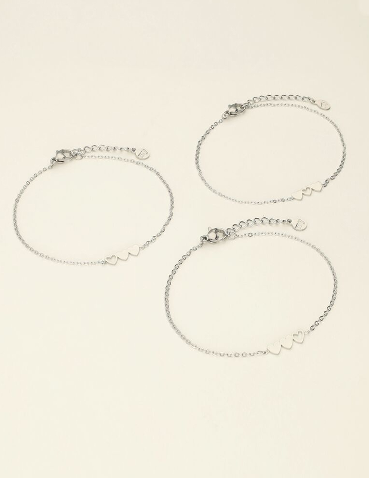 My Jewellery Armband set van 3 hart MJ09022 Zilver