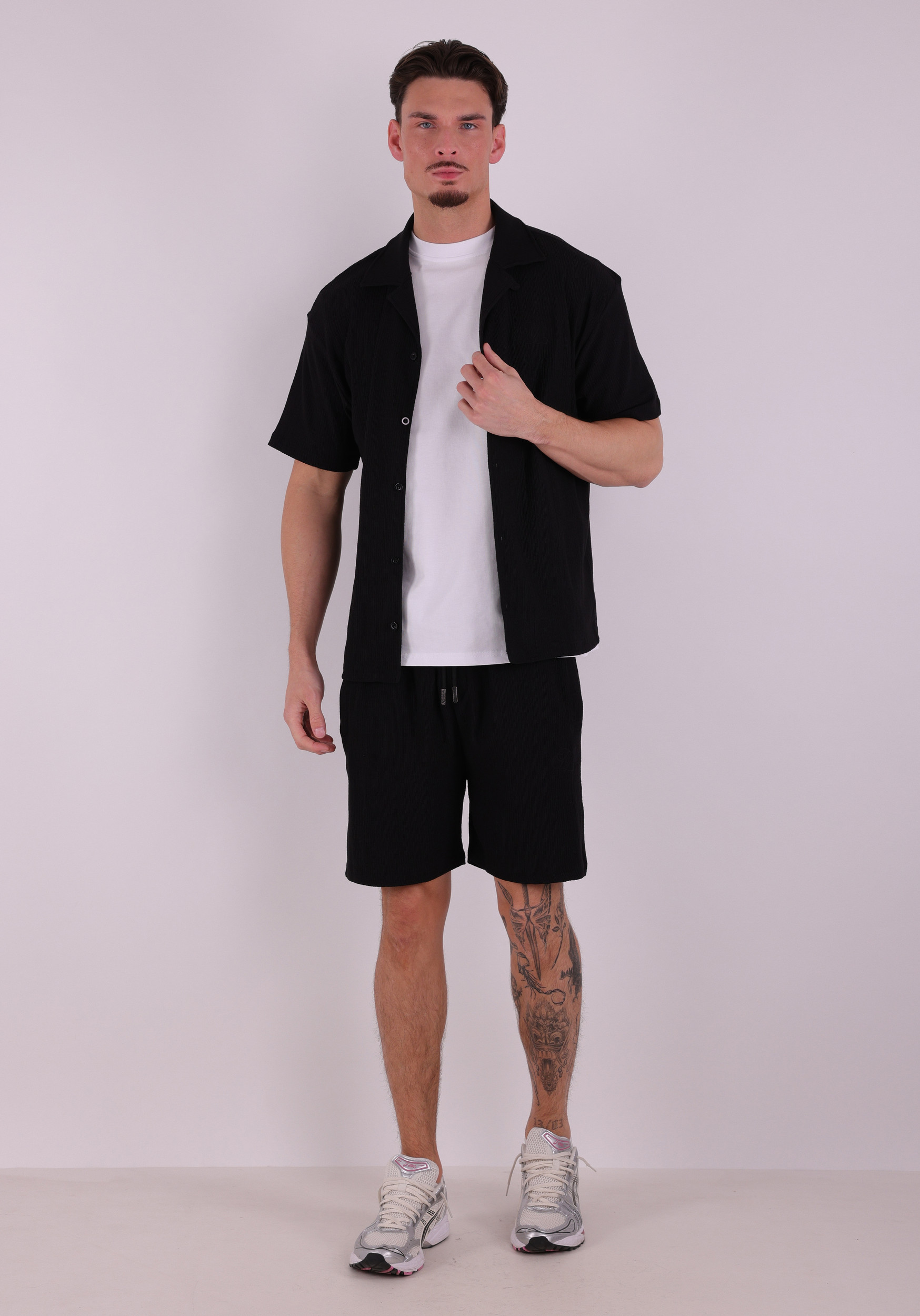 Malelions Overhemd Emblem seersucker MMC30026057 Zwart