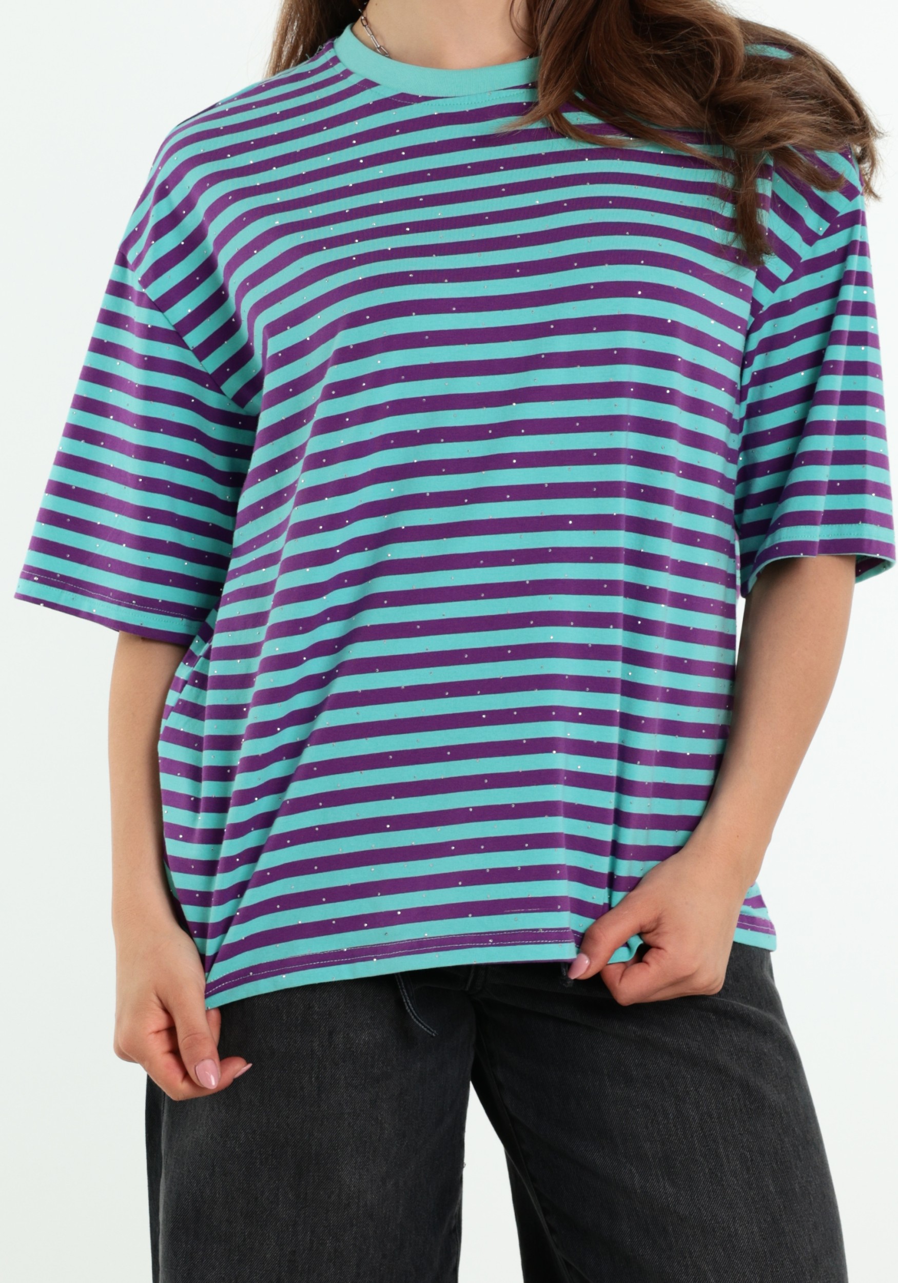 BELIEVE T-shirt Gestreept B-9182-TOP Paars