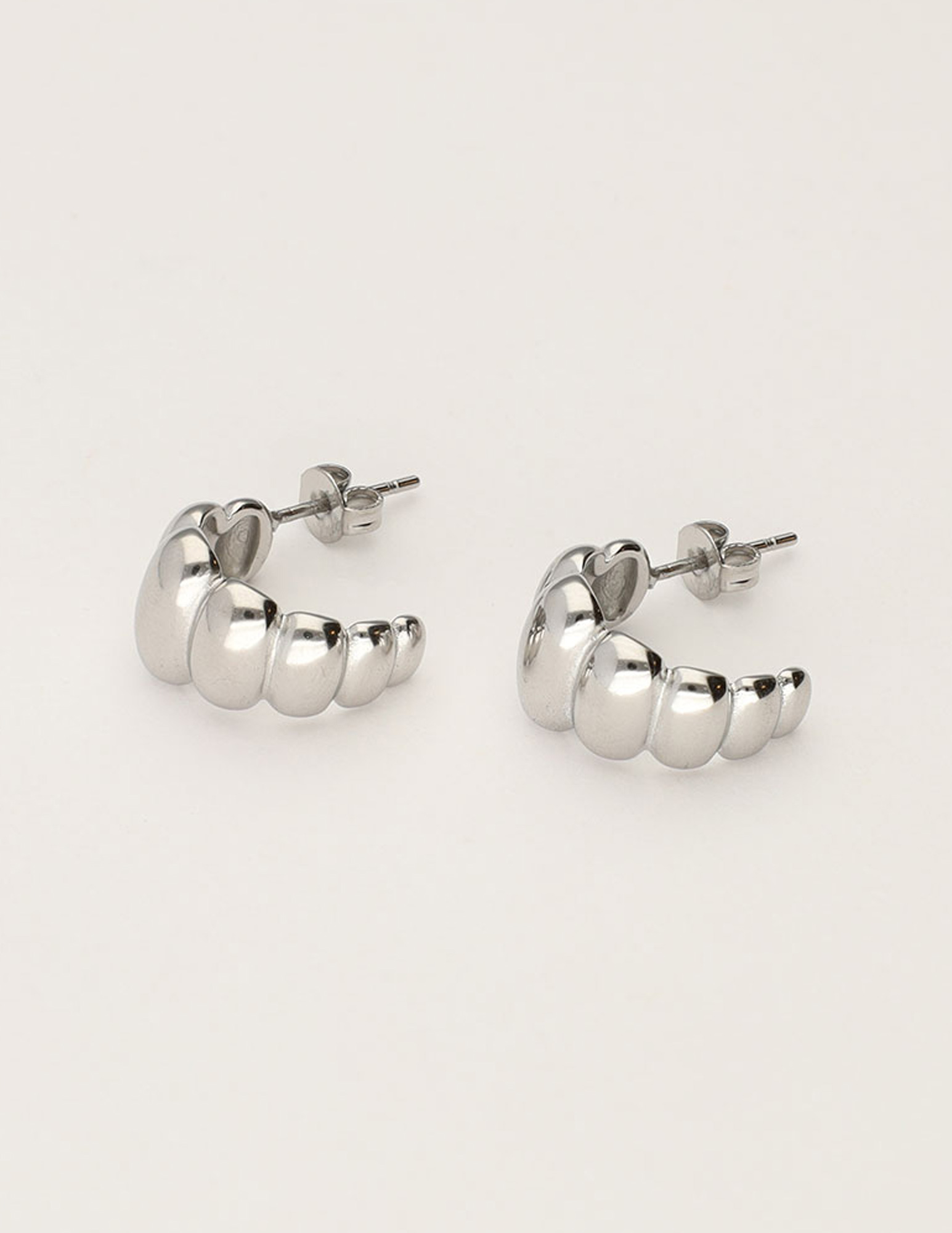 My Jewellery Bold oorringen met gestreepte bubbel MJ11526 Zilver