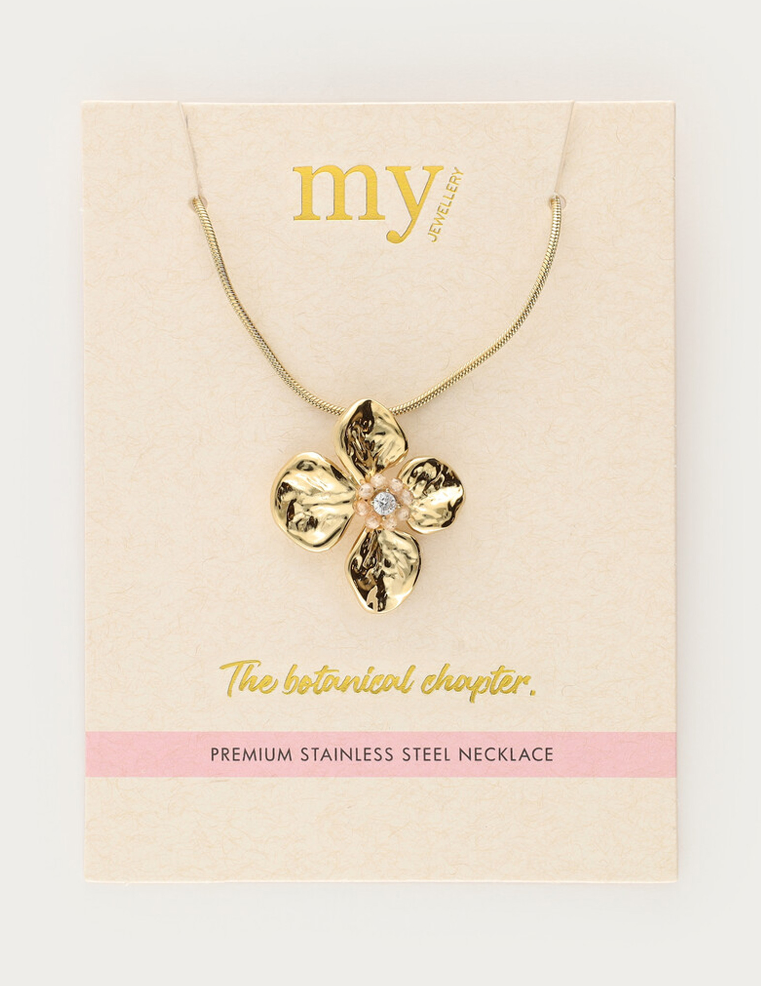 My Jewellery Botanical ketting met bloem en kralen MJ15408 Goud