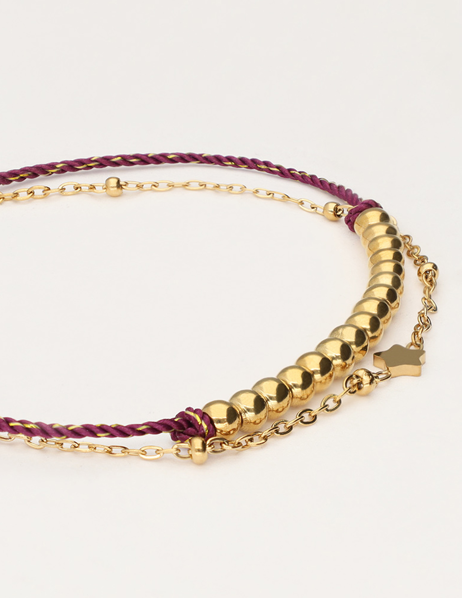 My Jewellery Armband met koord en kralen MJ11054 Goud