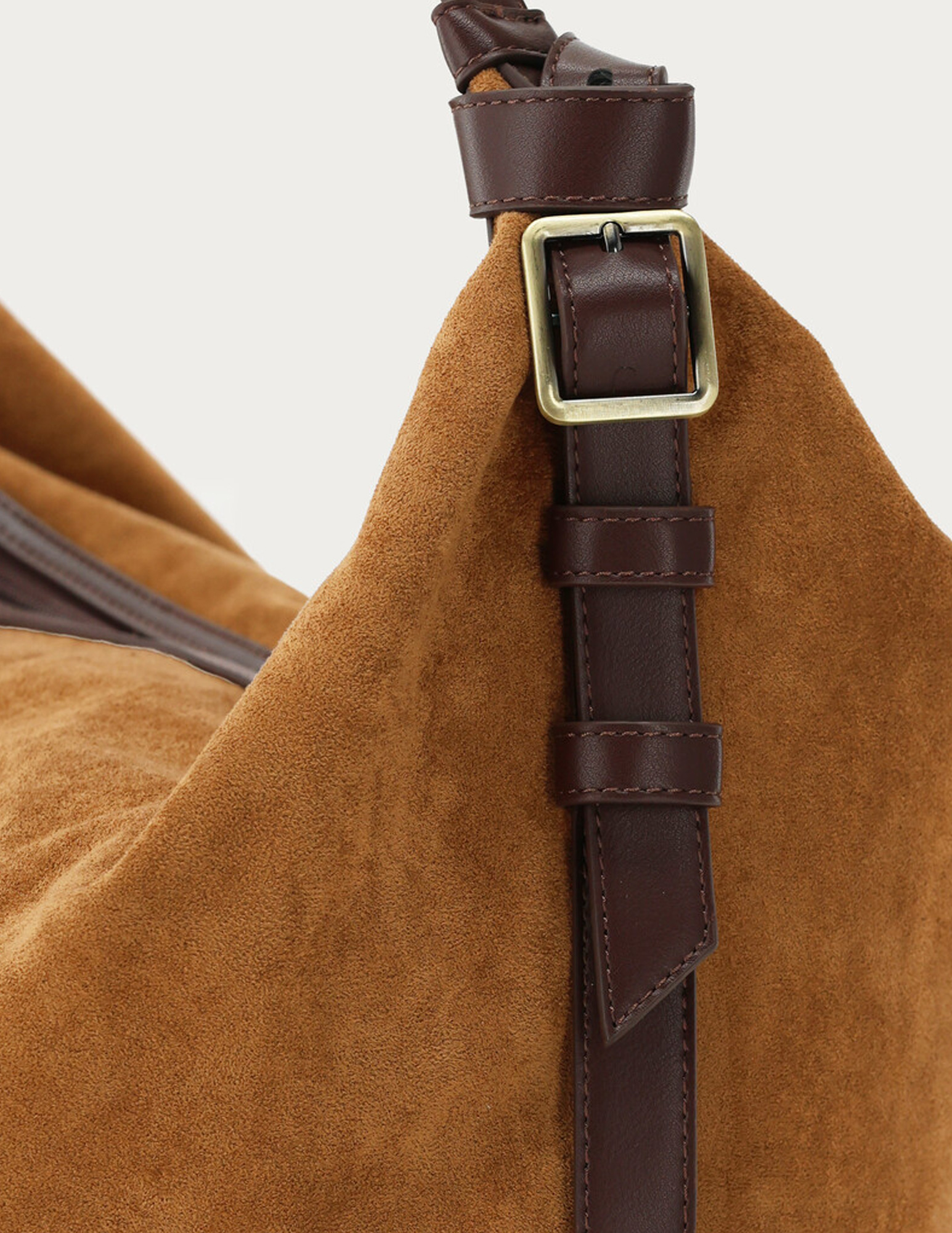 My Jewellery Schoudertas in suède look met gesp MJ15241 Cognac