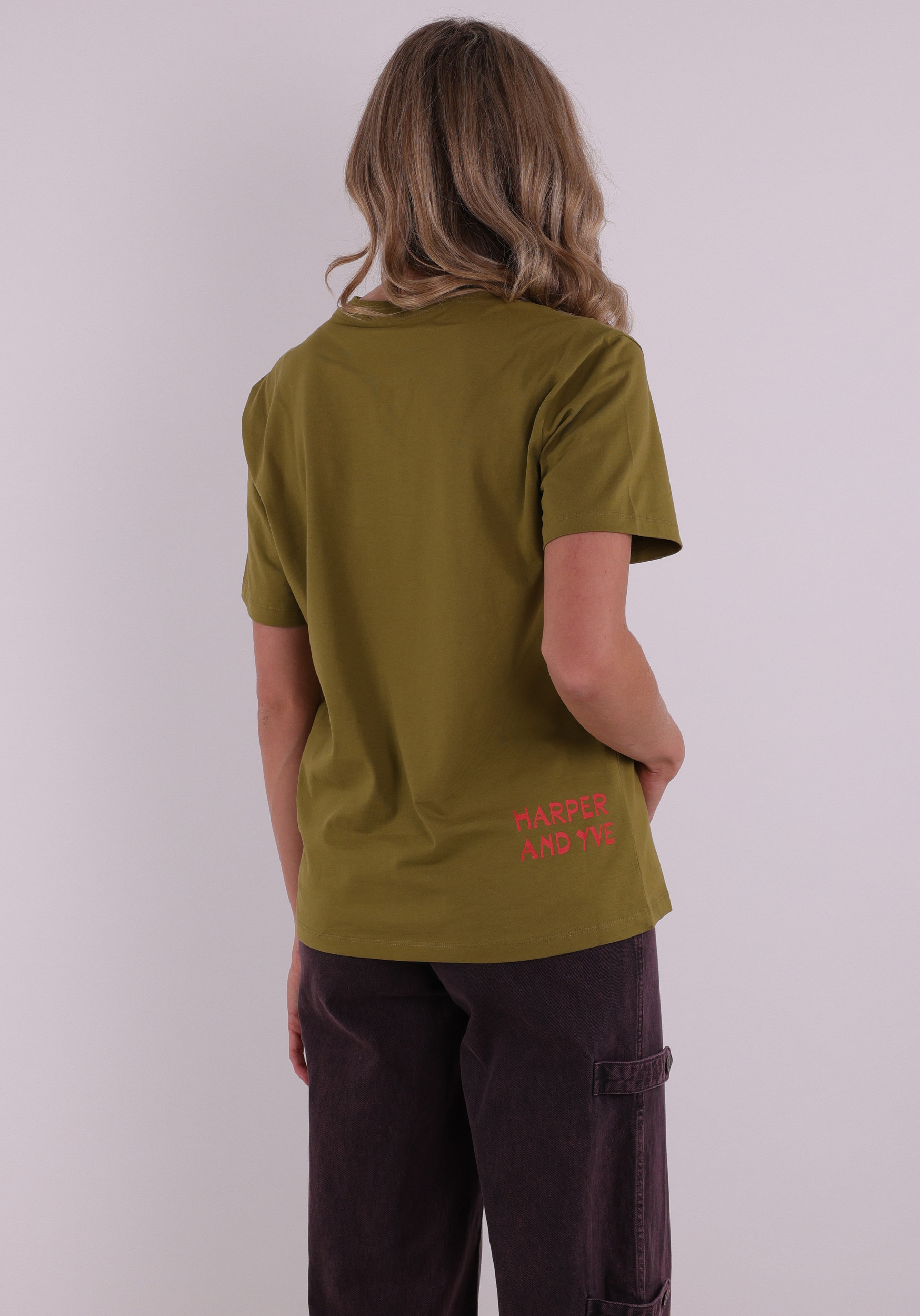 Harper & Yve T-shirt Bandida SS6Y304 Midden groen