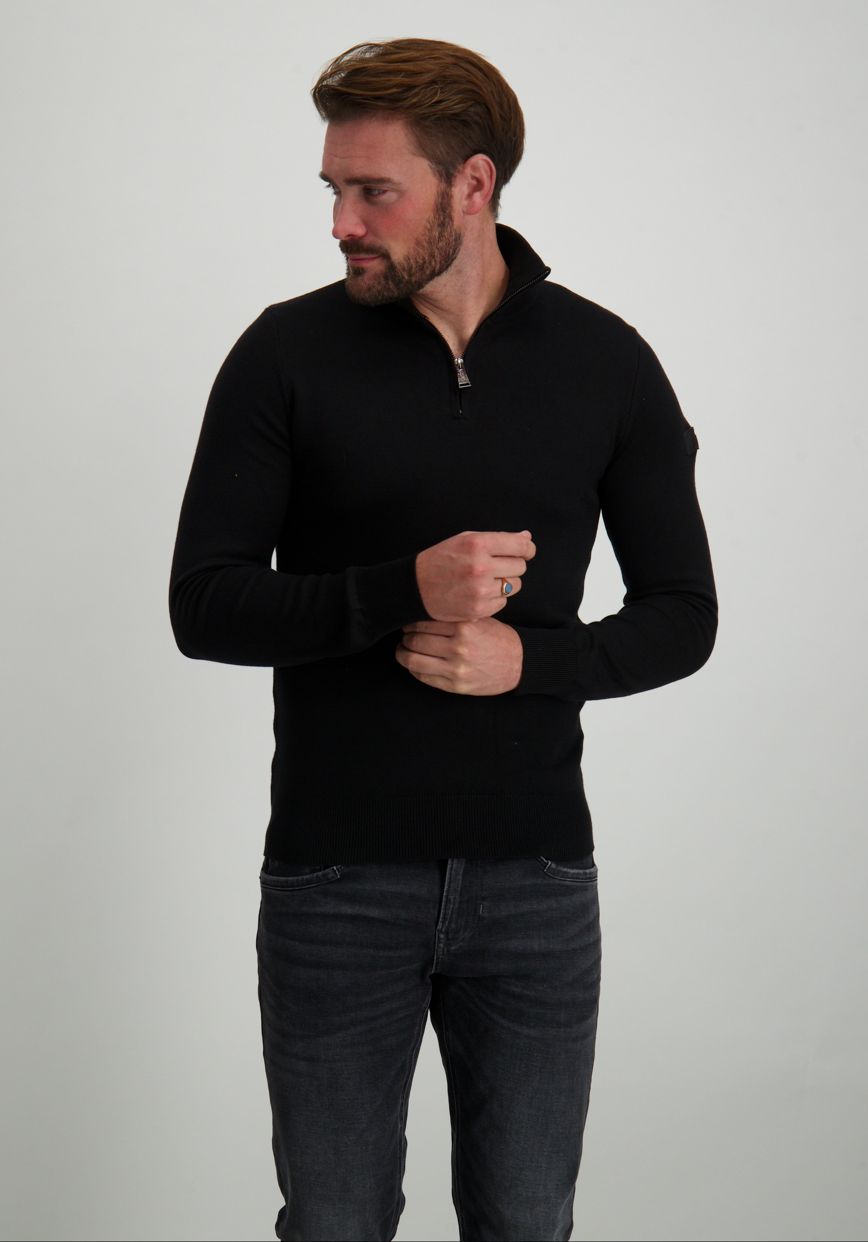 Malelions Trui Quarter zip MM3-AW24-09 Zwart