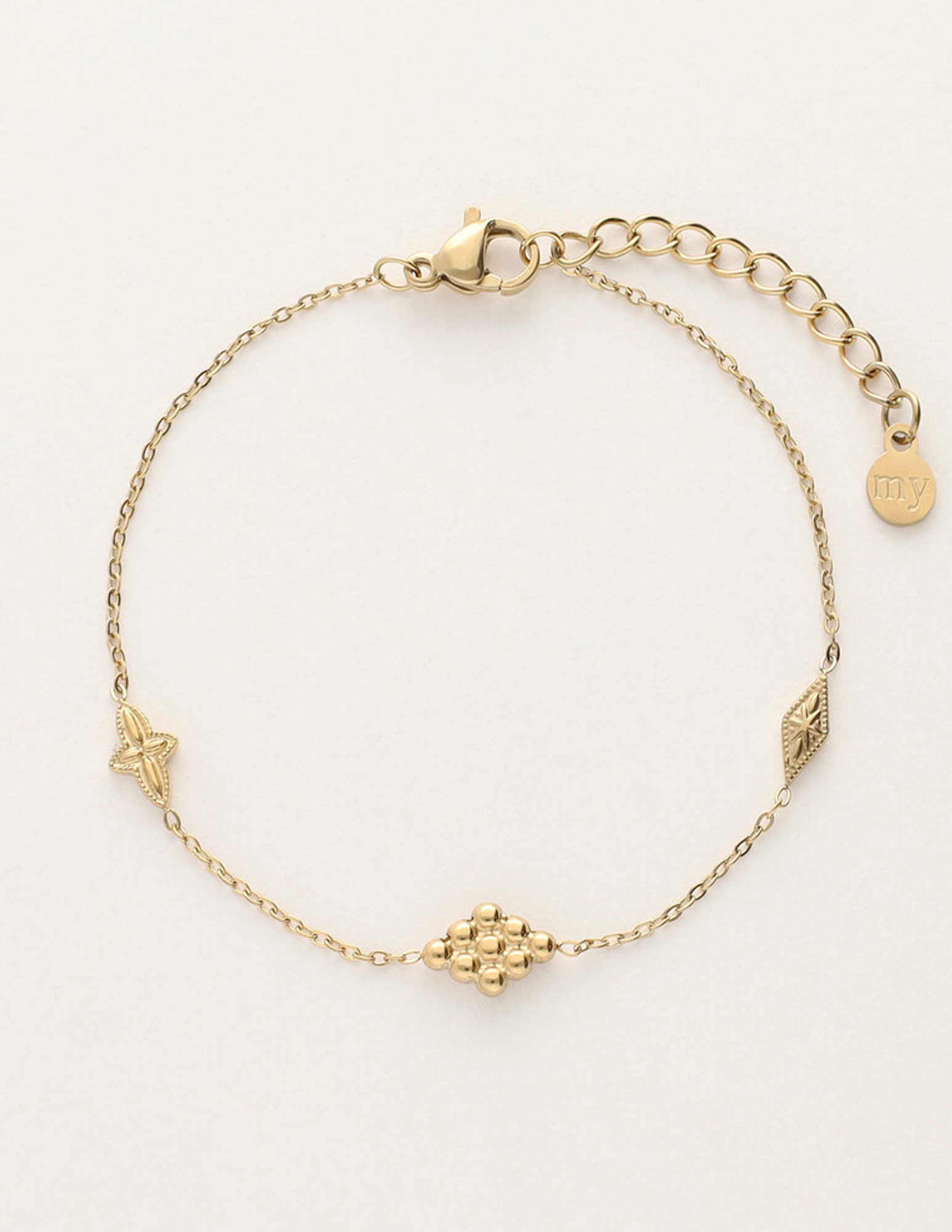 My Jewellery Armband met ruitjes MJ12068 Goud