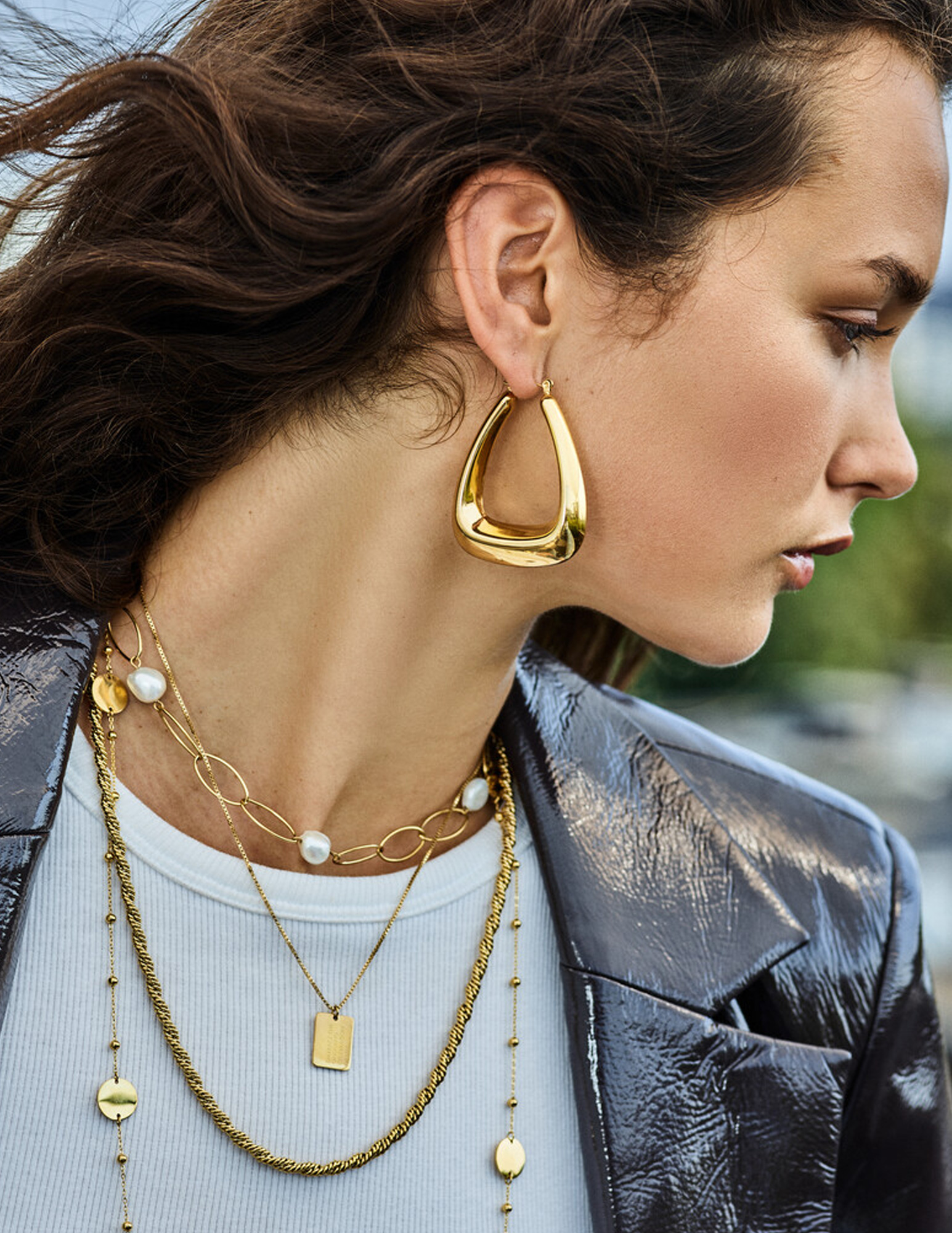 My Jewellery Bold oorbellen triangel groot MJ14171 Goud