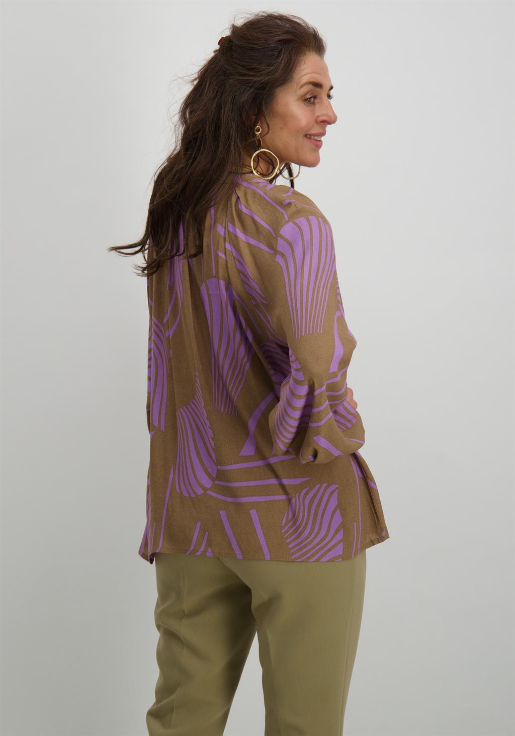 Aaiko BV Blouse Alanza print Licht bruin