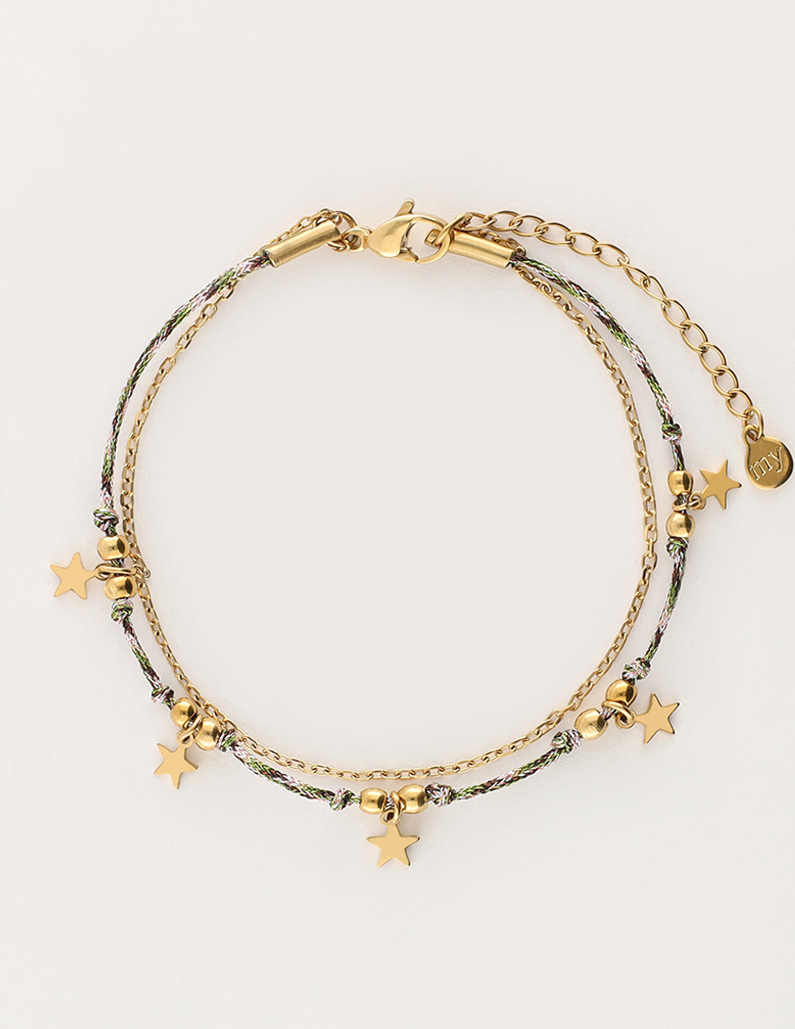 My Jewellery Armband met koord en sterren MJ11057 Goud