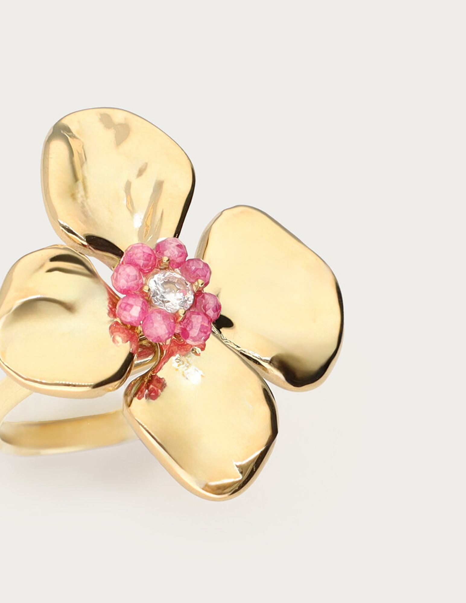 My Jewellery Botanical ring met bloem en kralen MJ15463 Goud