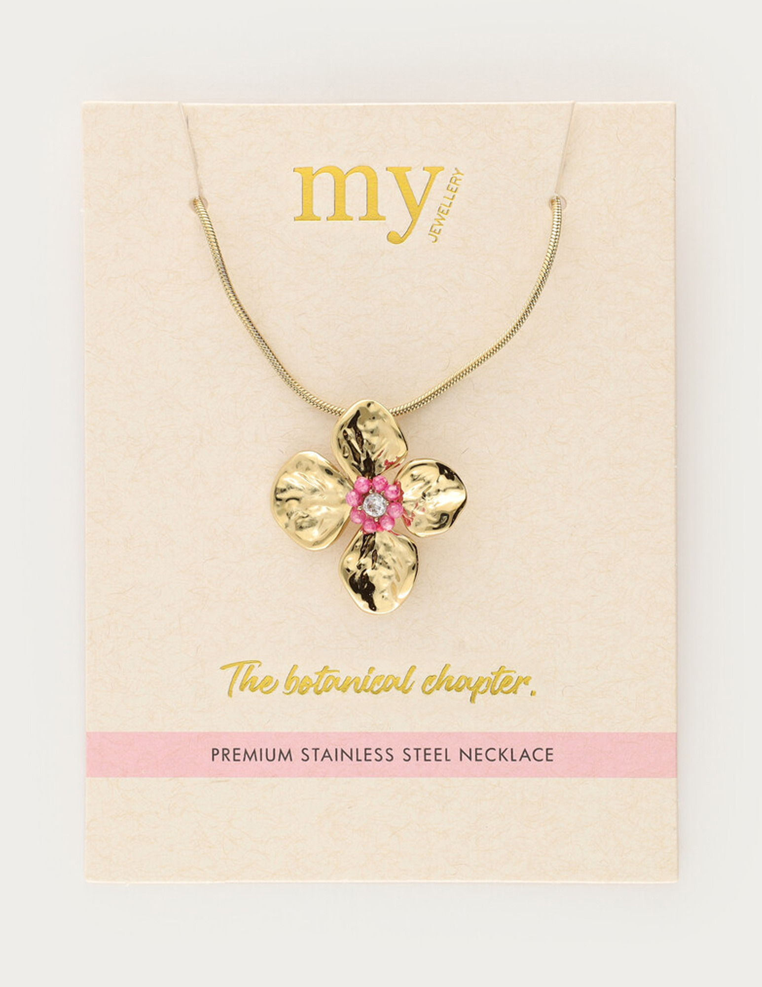 My Jewellery Botanical ketting met bloem en kralen MJ15407 Goud